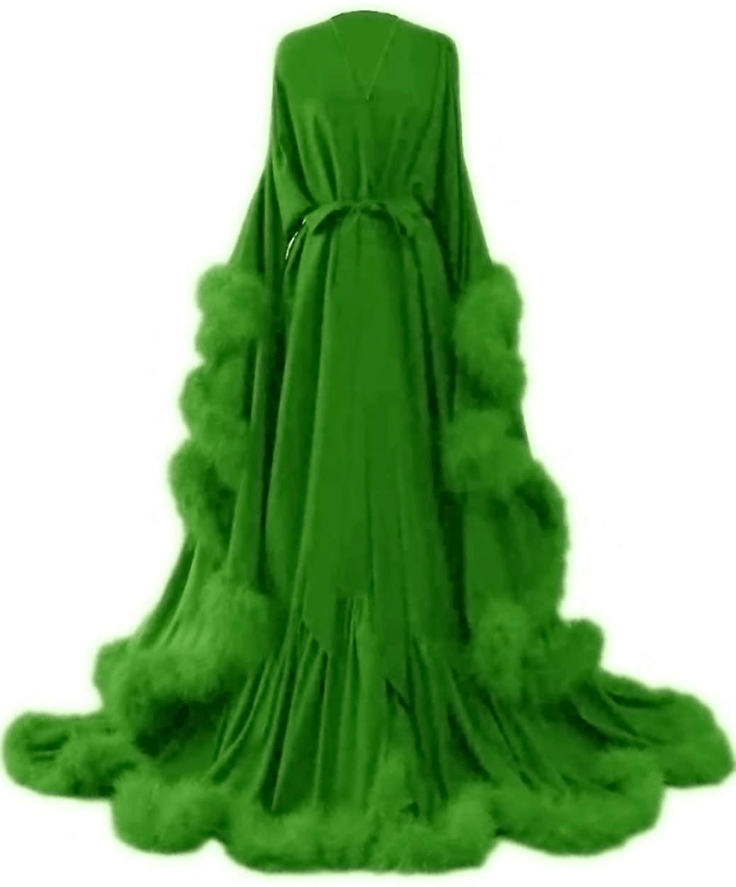 Yinyyinhs Women'S Feather Bridal Robe Wedding Scarf Long Lingerie Robe Nightgown Bathrobe Sleepwear with Belt Apparel & Accessories > Clothing > Sleepwear & Loungewear > Robes yinyyinhs