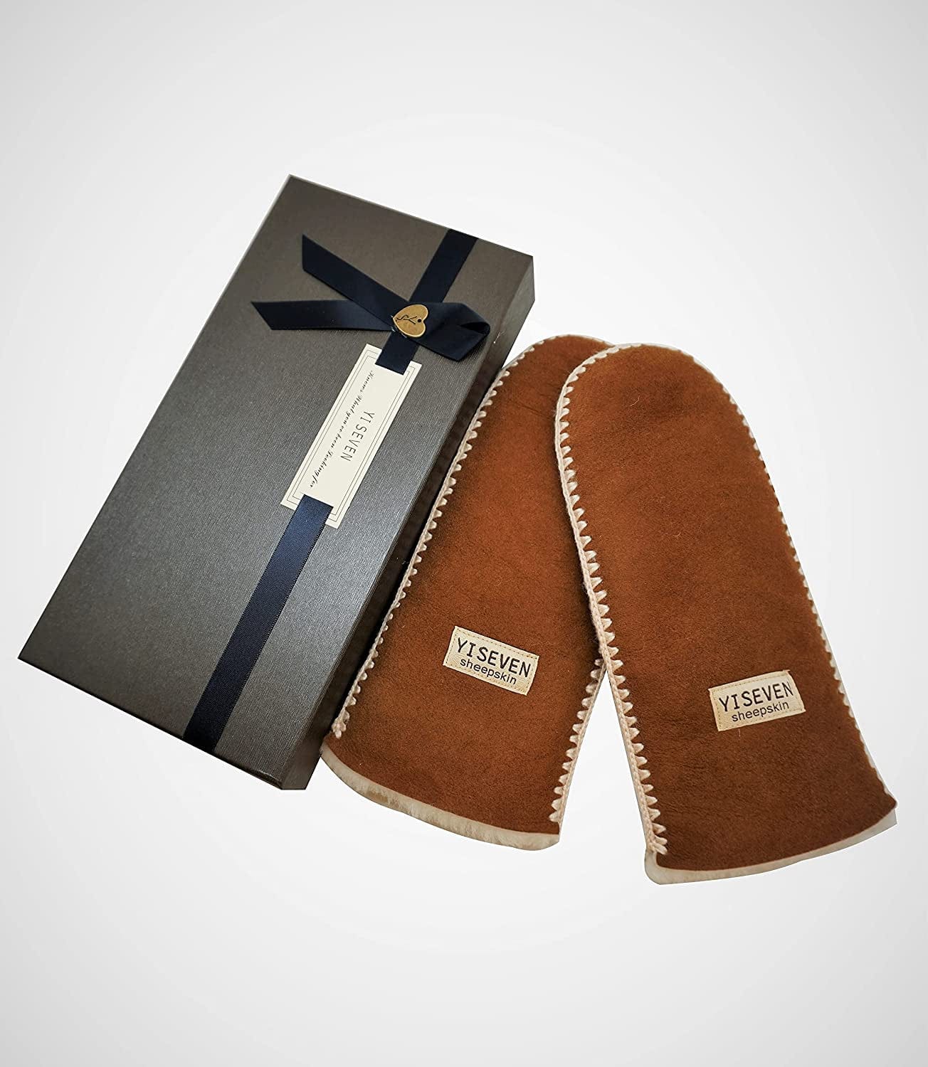 YISEVEN Women'S Rugged Sheepskin Shearling Mitten Sherpa Gloves Fur Cuff Apparel & Accessories > Clothing Accessories > Gloves & Mittens YISEVEN