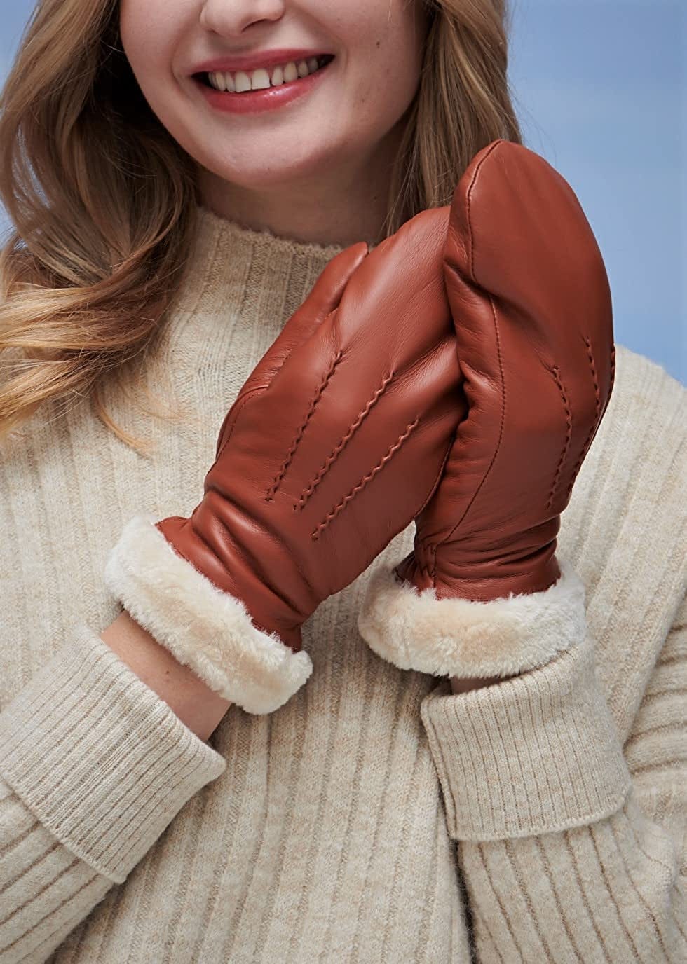 YISEVEN Women'S Winter Genuine Leather Gloves Mittens Apparel & Accessories > Clothing Accessories > Gloves & Mittens Charm Leather Fashion Company