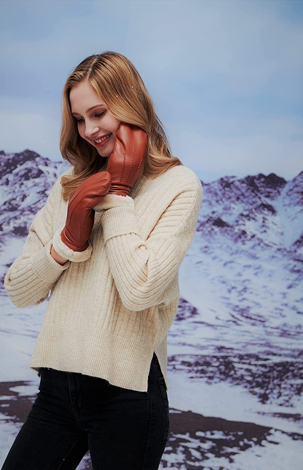 YISEVEN Women'S Winter Genuine Leather Gloves Mittens Apparel & Accessories > Clothing Accessories > Gloves & Mittens Charm Leather Fashion Company