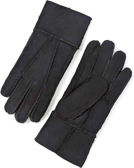 YISEVEN Women'S Winter Sheepskin Shearling Leather Gloves Mittens Two Points Apparel & Accessories > Clothing Accessories > Gloves & Mittens Charm Leather Fashion Company Black Suede L (7.5"-8")