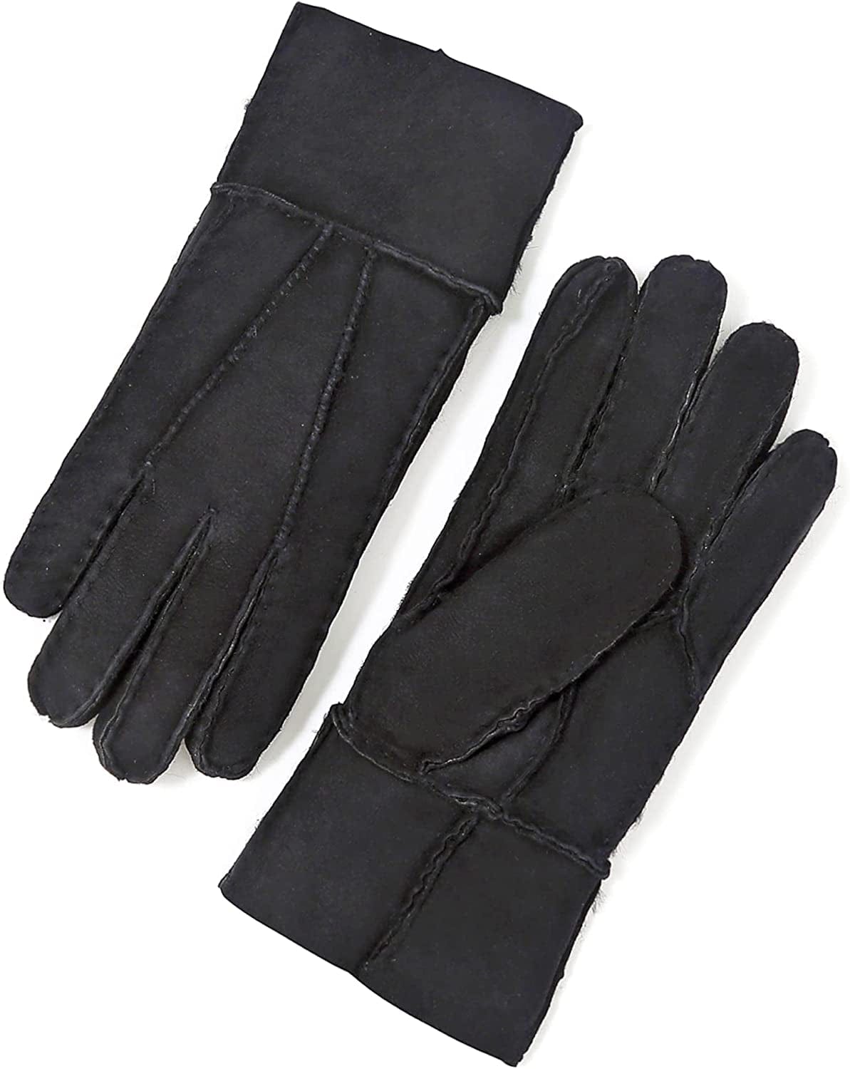 YISEVEN Women'S Winter Sheepskin Shearling Leather Gloves Mittens Two Points Apparel & Accessories > Clothing Accessories > Gloves & Mittens Charm Leather Fashion Company Black Suede L (7.5"-8")