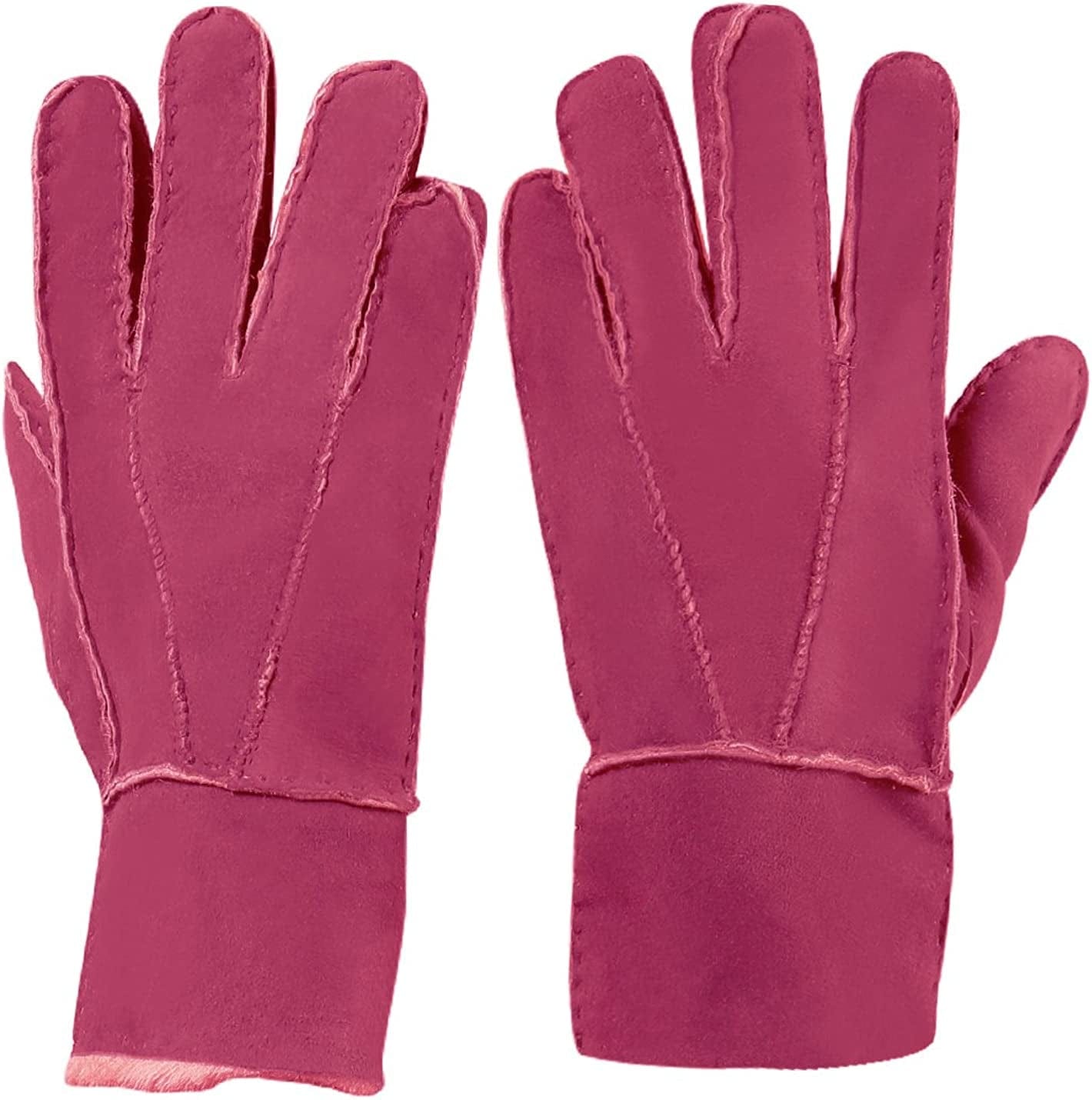 YISEVEN Women'S Winter Sheepskin Shearling Leather Gloves Mittens Two Points Apparel & Accessories > Clothing Accessories > Gloves & Mittens Charm Leather Fashion Company Purple S (6"-6.5")