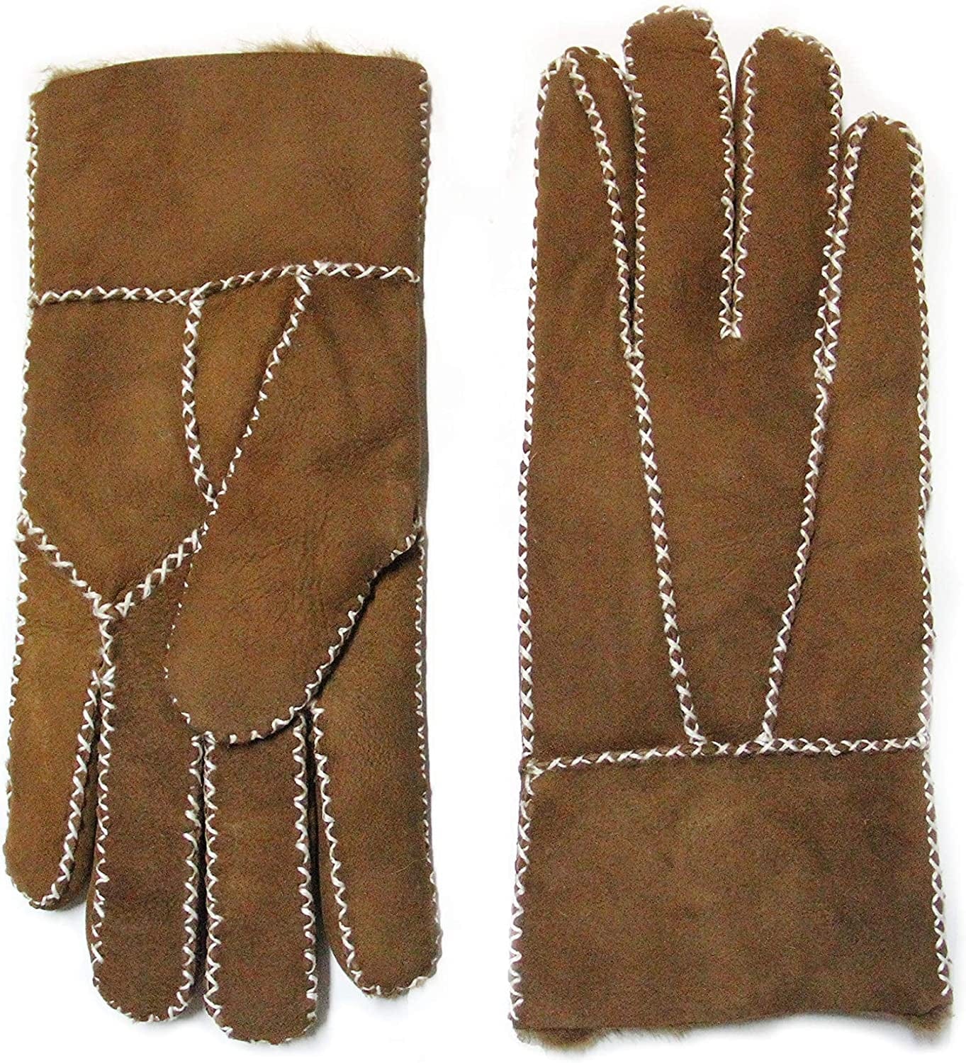 YISEVEN Women'S Winter Sheepskin Shearling Leather Gloves Mittens Two Points Apparel & Accessories > Clothing Accessories > Gloves & Mittens Charm Leather Fashion Company Camel Suede L (7.5"-8")