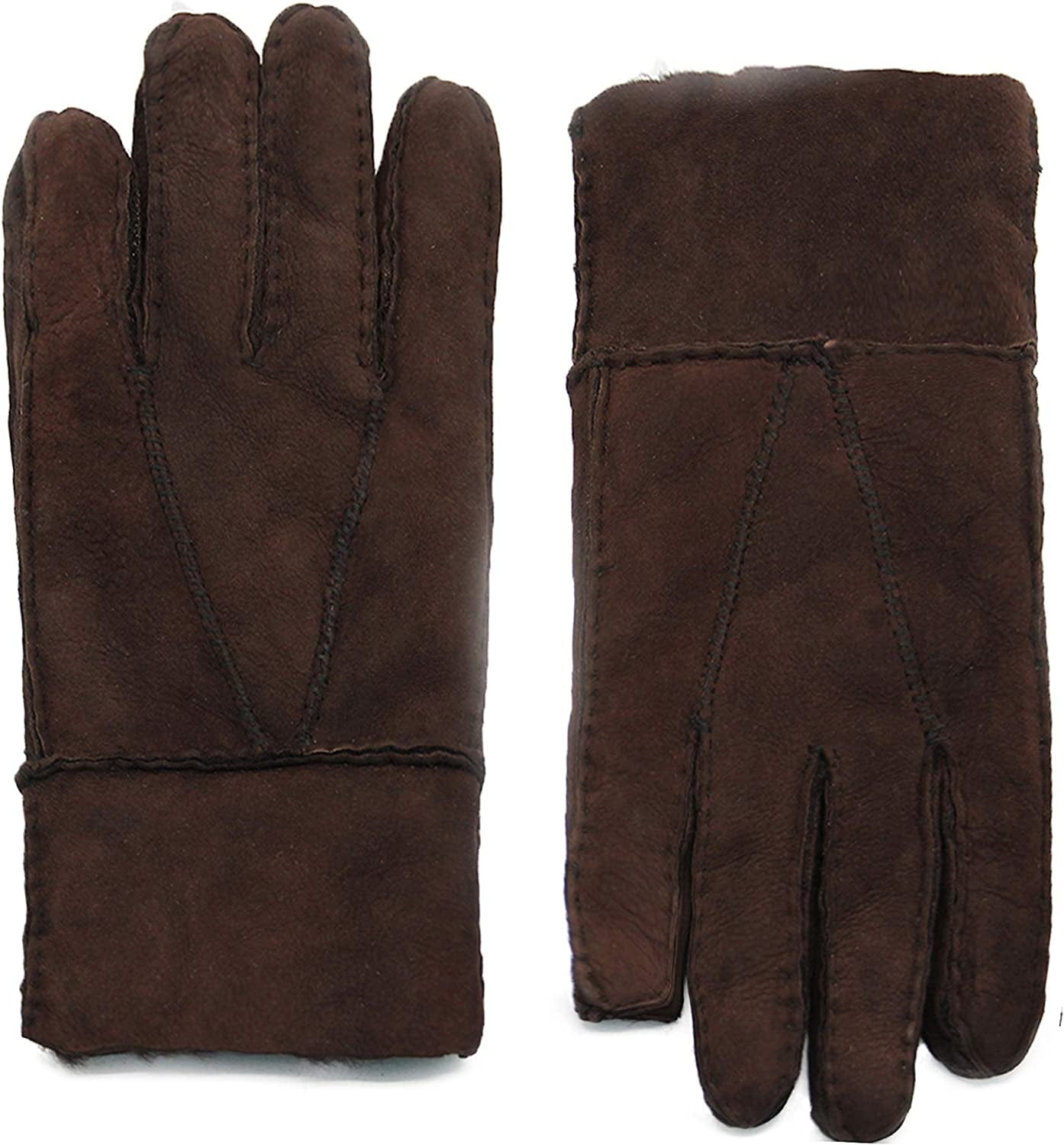 YISEVEN Women'S Winter Sheepskin Shearling Leather Gloves Mittens Two Points Apparel & Accessories > Clothing Accessories > Gloves & Mittens Charm Leather Fashion Company Coffee Brown S (6"-6.5")