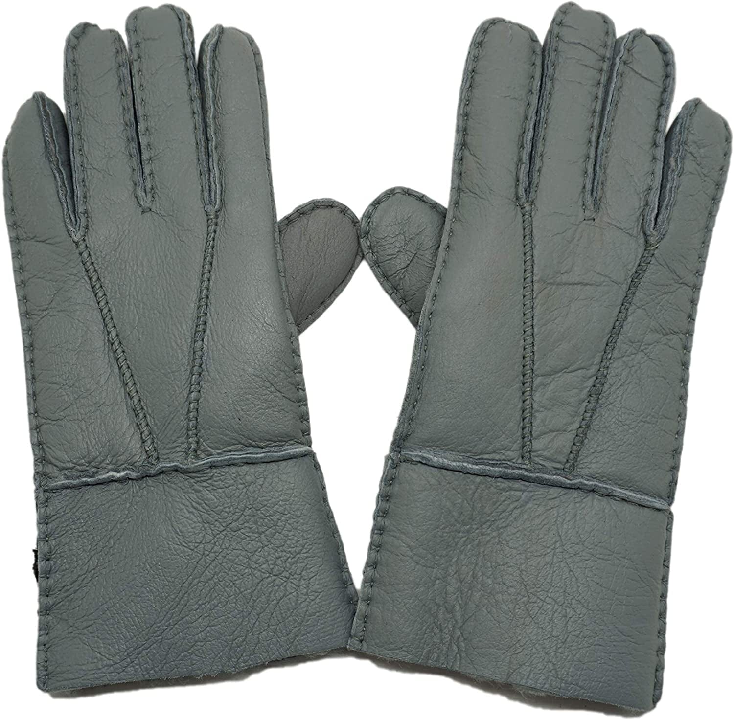 YISEVEN Women'S Winter Sheepskin Shearling Leather Gloves Mittens Two Points Apparel & Accessories > Clothing Accessories > Gloves & Mittens Charm Leather Fashion Company Dark Gray M (6.5"-7")