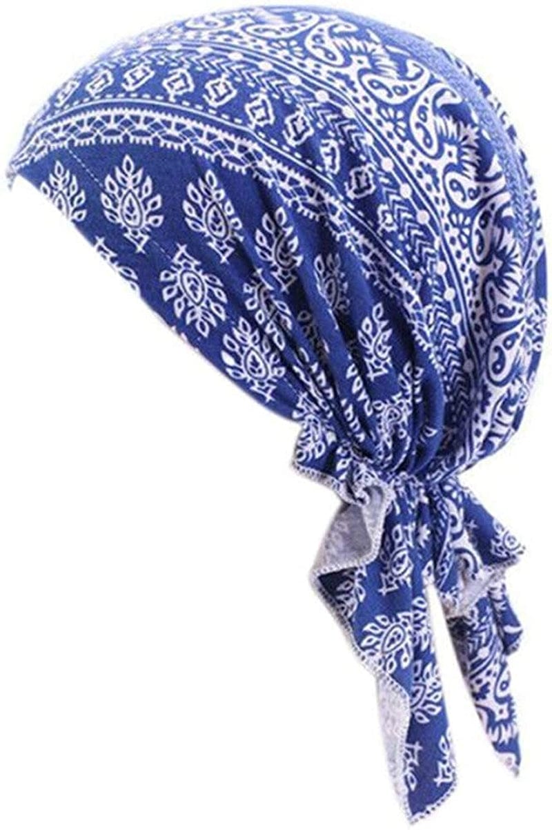 Yiyi Operation Women'S Pre Tied Bandana Turban Head Scarf Chemo Beanie Headwraps Headwear Hair Hair Loss Apparel & Accessories > Clothing Accessories > Headwear YiYi Operation Blue