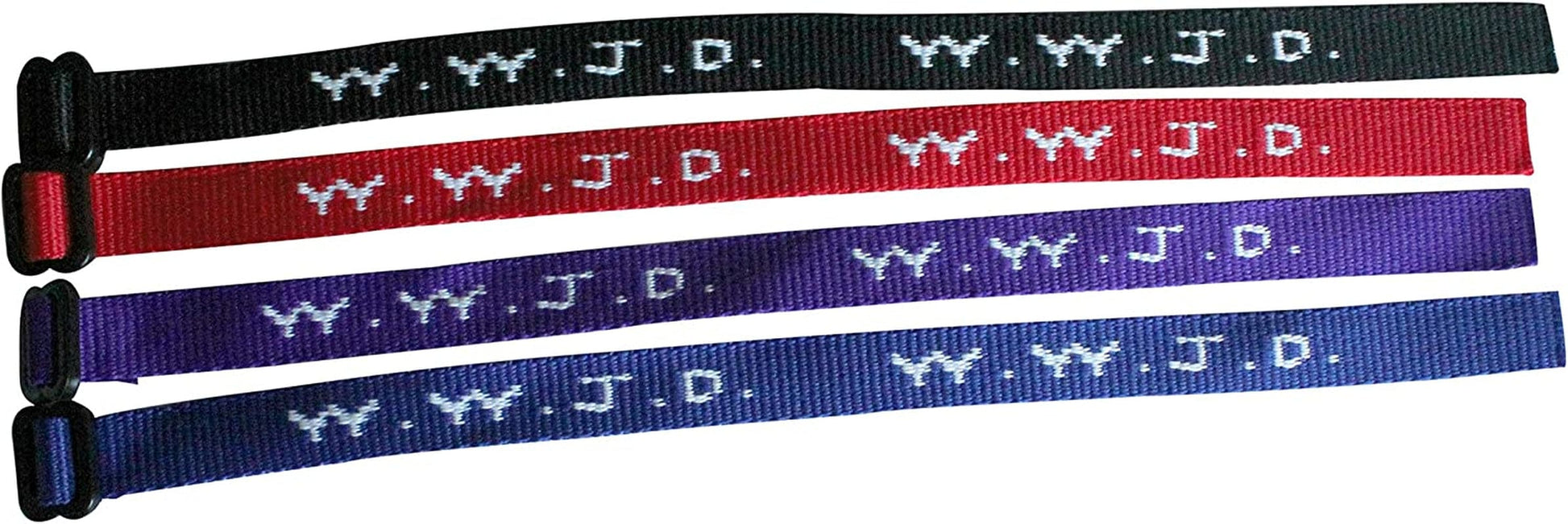 Yleena 12 WWJD Bracelets - What Would Jesus Do Woven Wristbands per Pack - Religious Christian WWJD Bracelet for Fundraisers Red, Blue, Black and Purple Colors Perfect for Men Women Boys and Girls Apparel & Accessories > Jewelry > Bracelets Yleena