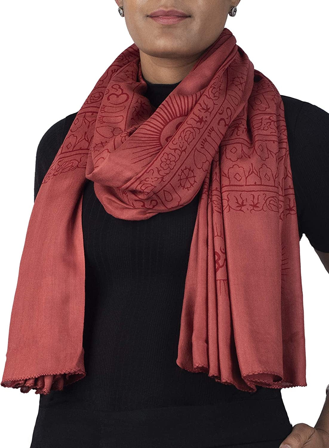 Yoga Scarf Meditation Shawl Large Wrap Hindu Prayer Stole OM Print Apparel & Accessories > Clothing Accessories > Scarves & Shawls Ram Nami Red