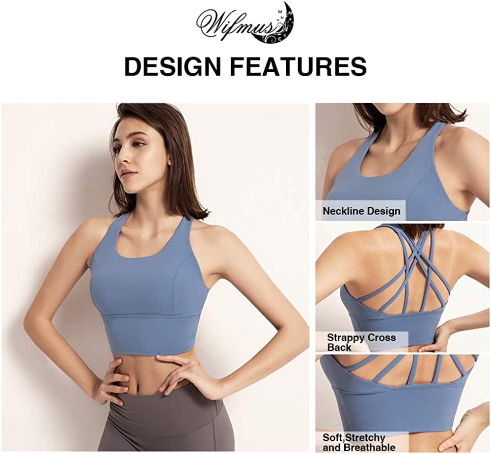 Yoga Sports Bra for Women Strappy Cross Back Crop Tank Tops Wirefree Workout Cami