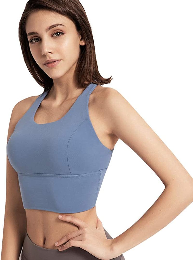 Yoga Sports Bra for Women Strappy Cross Back Crop Tank Tops Wirefree Workout Cami