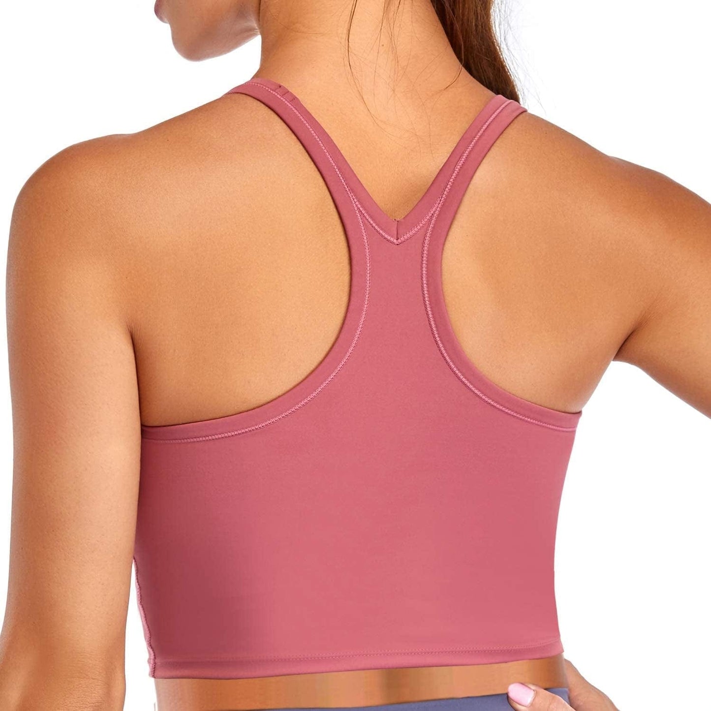 Yoga Sports Bras Padded Workout Tank Tops Gym Crop Tops Fitness Camisole Running Shirts for Girls Women Rose Red-racerback / Large