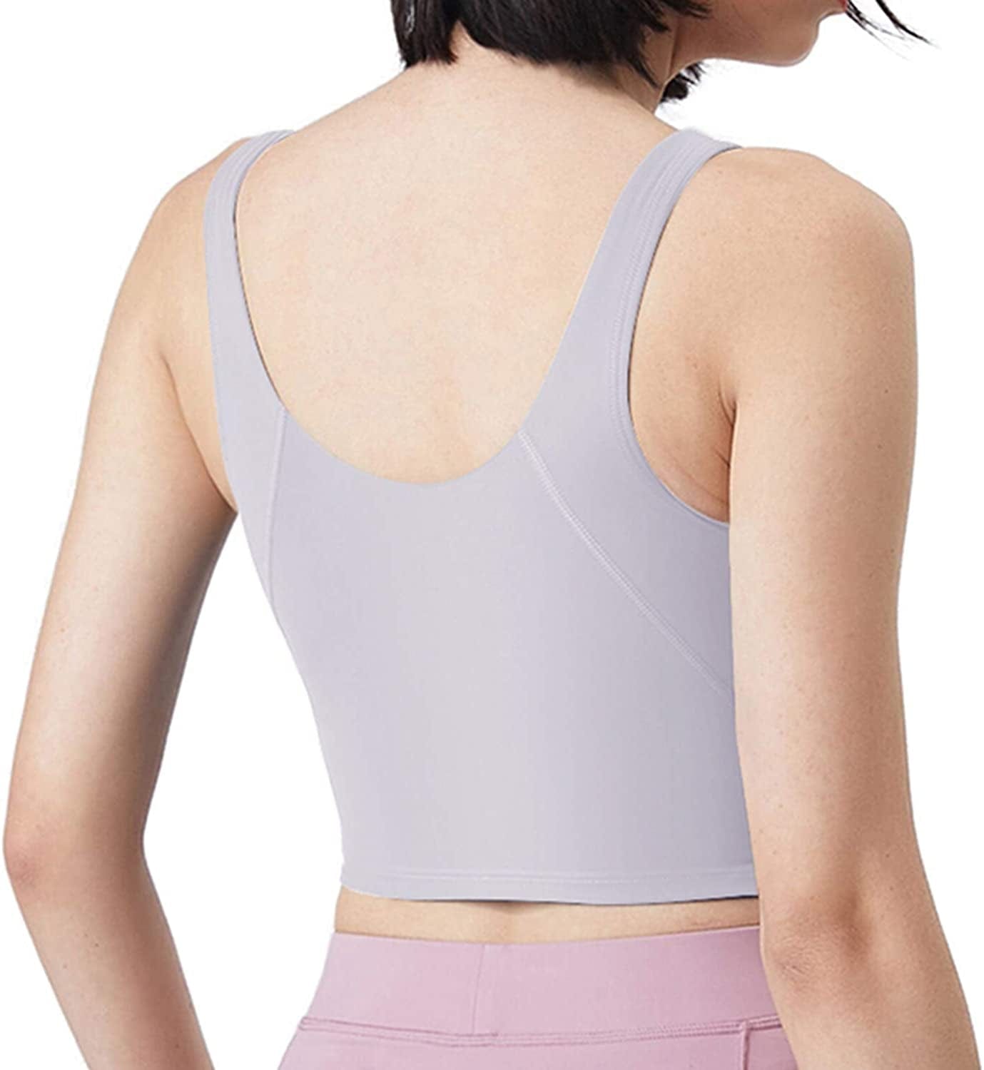 Yoga Sports Bras Padded Workout Tank Tops Gym Crop Tops Fitness Camisole Running Shirts for Girls Women Gray / X-Large