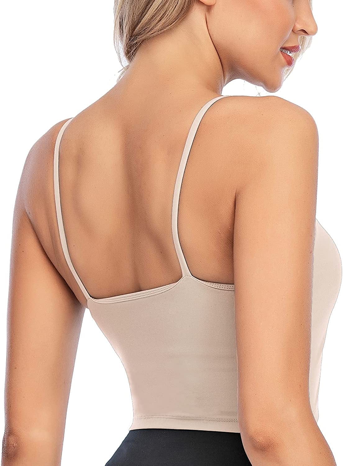 Yoga Tank Tops for Women Built in Bra, Workout Cropped Athletic Shirts plus Size Activewear E-rose Gold / Large