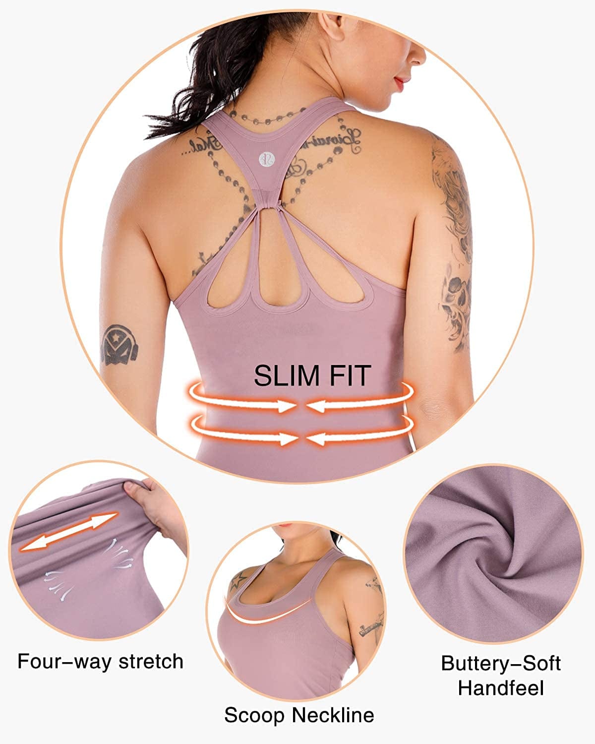 Yoga Tank Tops for Women Built in Bra, Workout Cropped Athletic Shirts plus Size Activewear