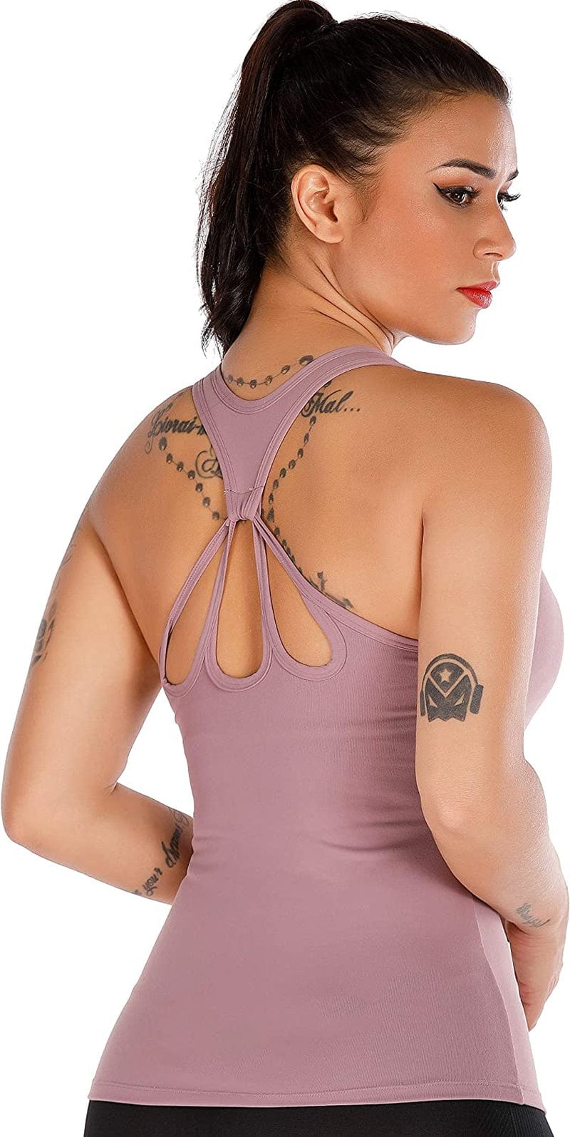 Yoga Tank Tops for Women Built in Bra, Workout Cropped Athletic Shirts plus Size Activewear