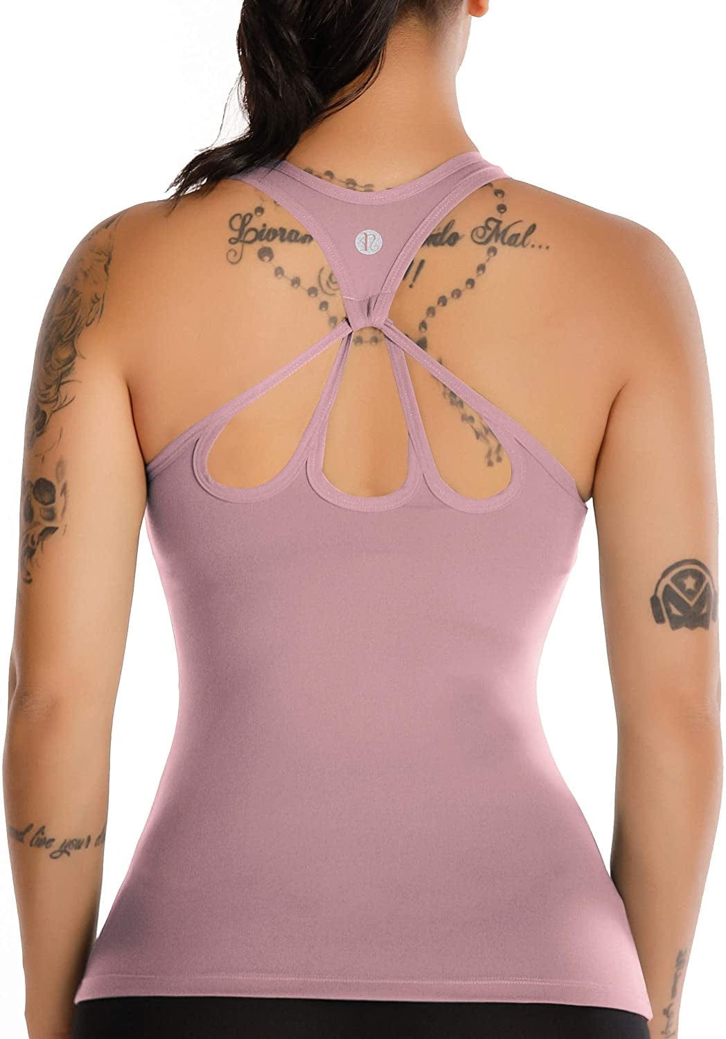 Yoga Tank Tops for Women Built in Bra, Workout Cropped Athletic Shirts plus Size Activewear D-purple / Medium