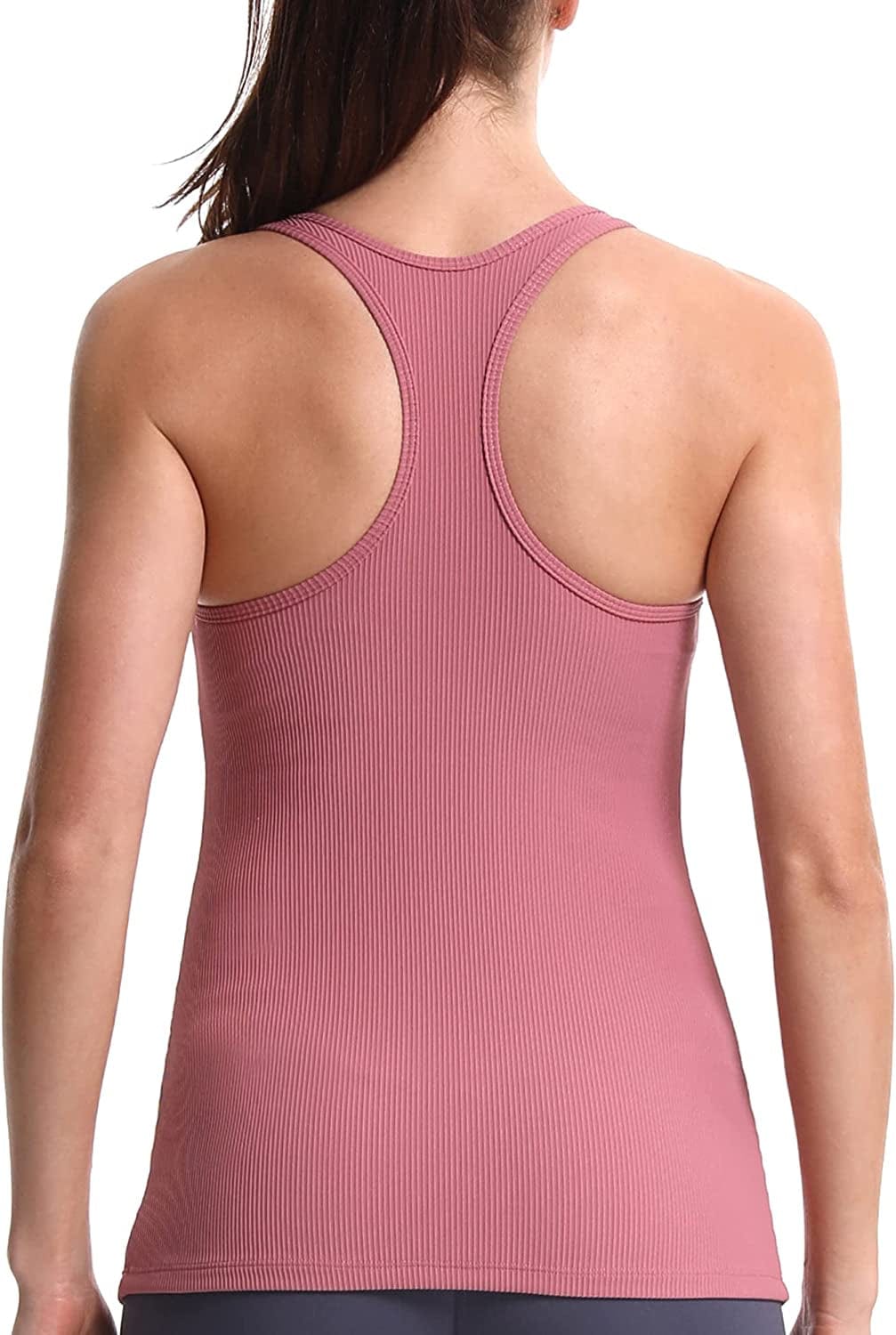 Yoga Tank Tops for Women with Built in Bra Workout Tops Yoga Shirts Athletic Camisole Longline Sports Bra Tanks Purple-01 / Large