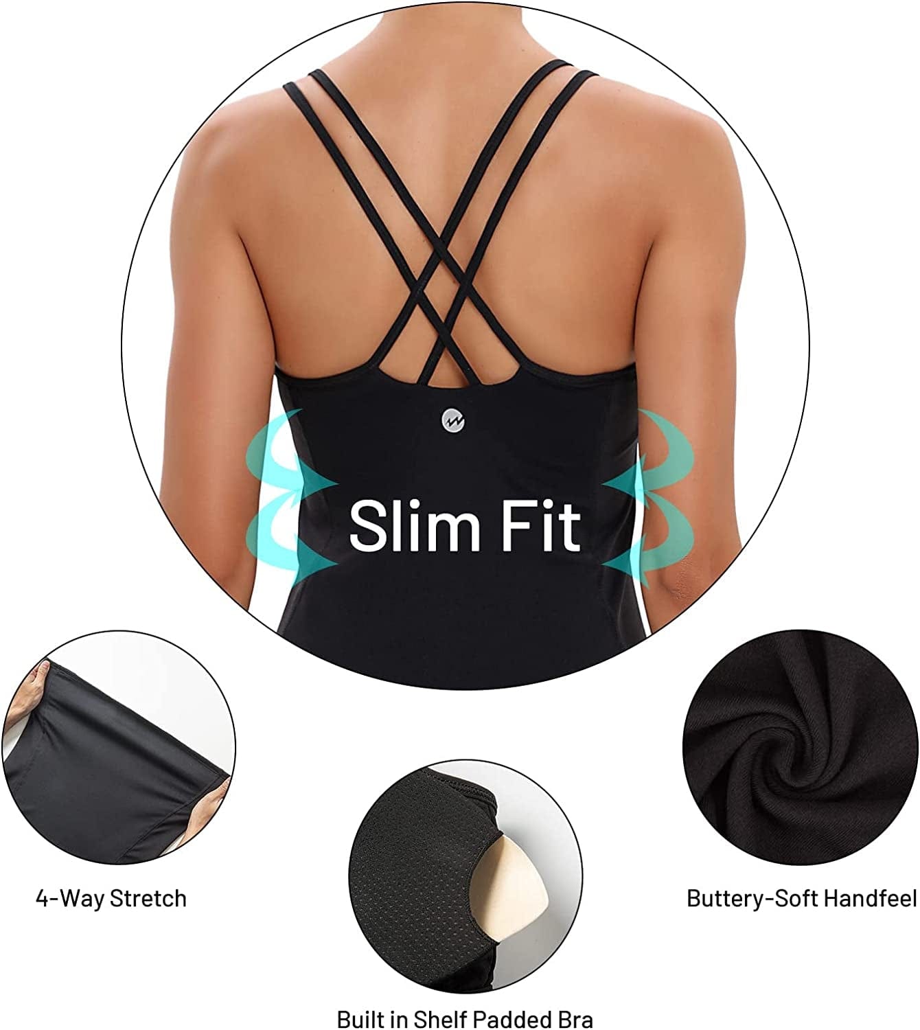 Yoga Tank Tops for Women with Built in Bra Workout Tops Yoga Shirts Athletic Camisole Longline Sports Bra Tanks