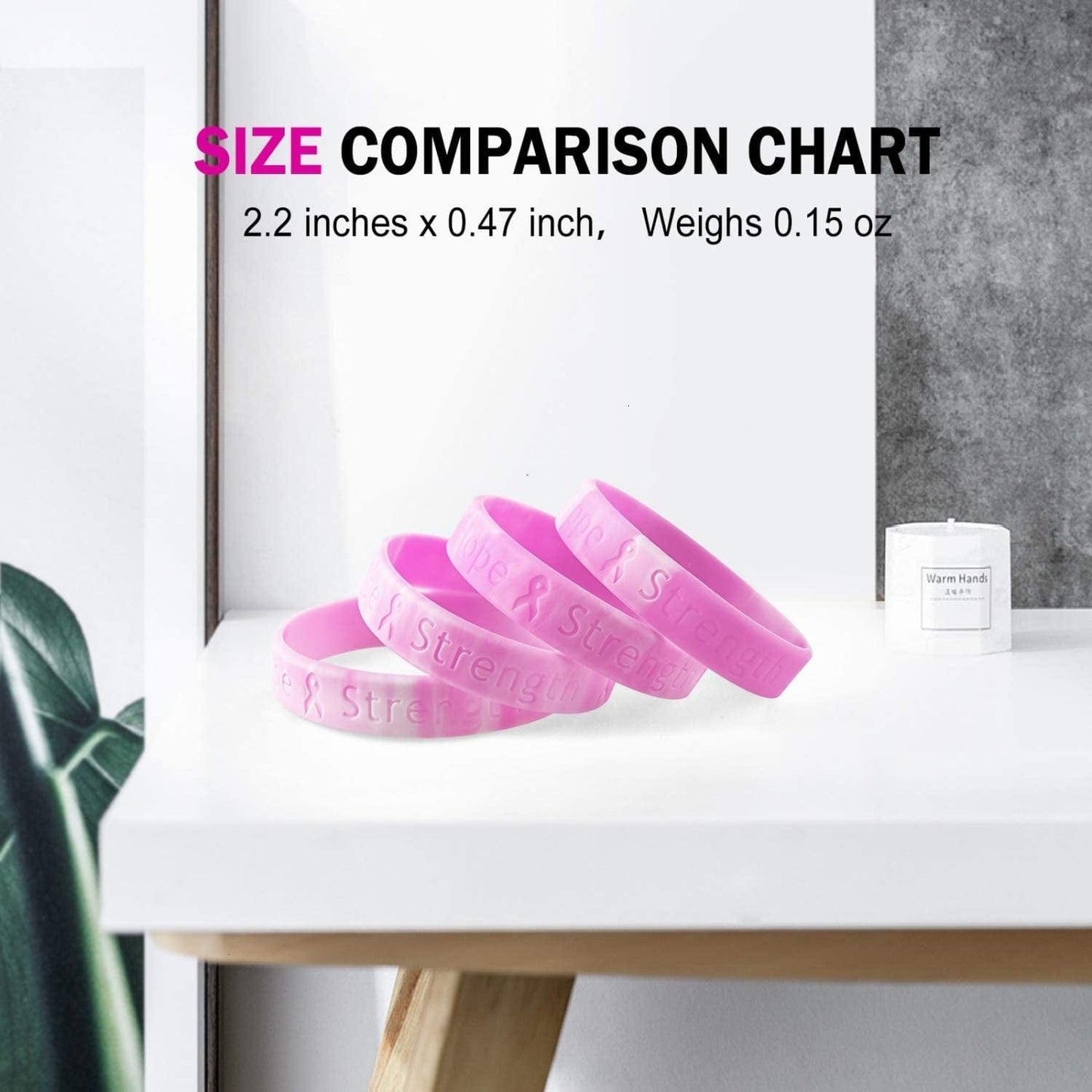 Yoleshy 48 PCS Breast Cancer Awareness Bracelets Pink Ribbon Silicone Sports Bracelets for Women Men Apparel & Accessories > Jewelry > Bracelets YoleShy