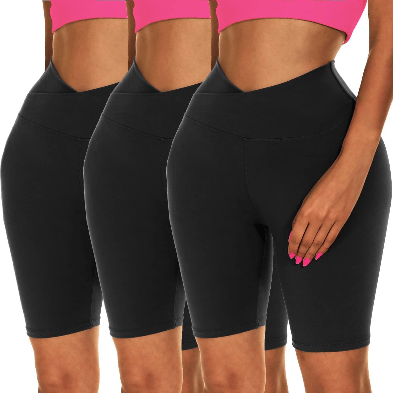 YOLIX 3 Pack Buttery Soft Biker Shorts for Women – 8" High Waisted Yoga Workout Athletic Sports Shorts Apparel & Accessories > Clothing > Shorts Kylie Max