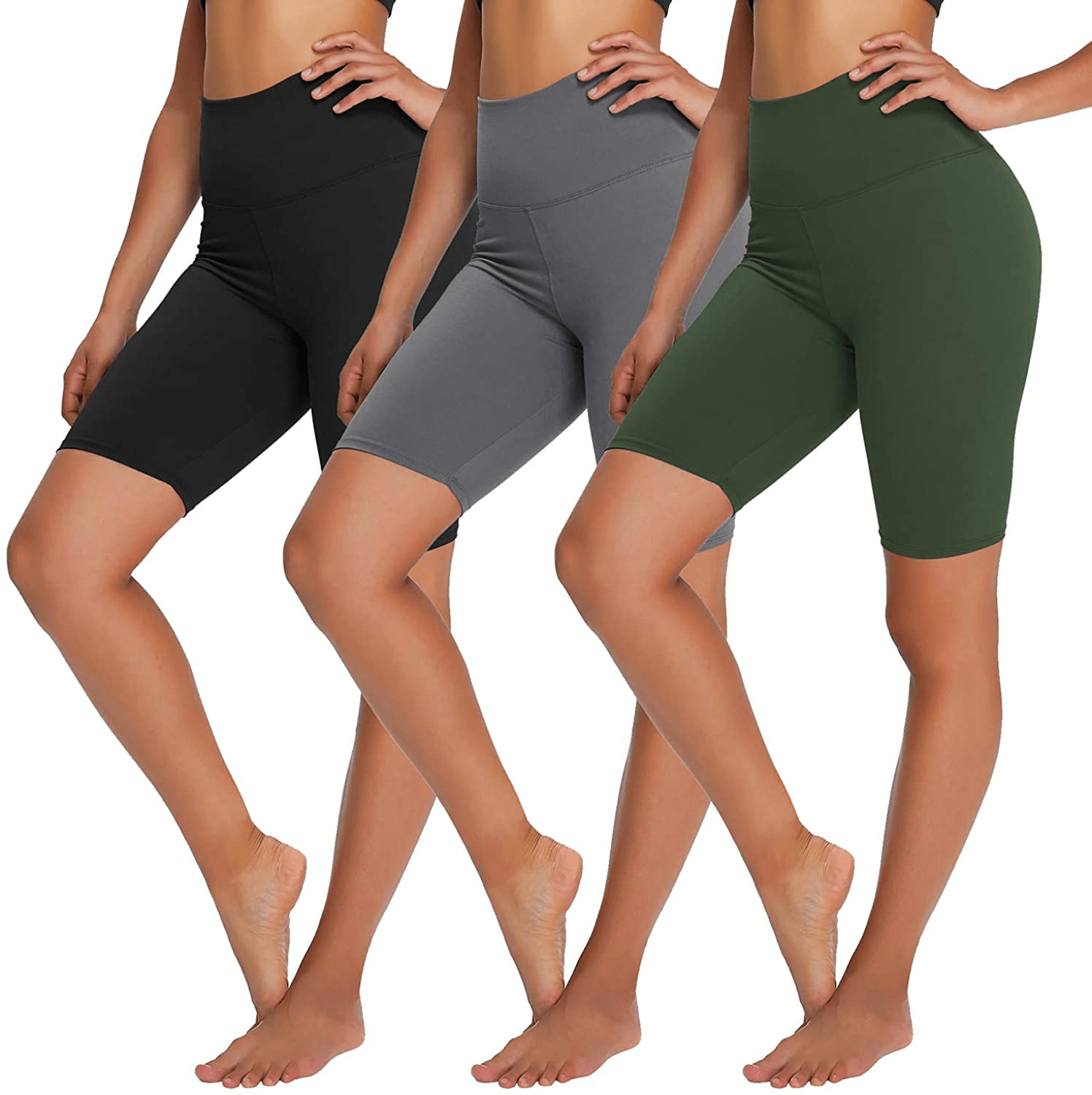 YOLIX 3 Pack Buttery Soft Biker Shorts for Women – 8" High Waisted Yoga Workout Athletic Sports Shorts Apparel & Accessories > Clothing > Shorts Kylie Max