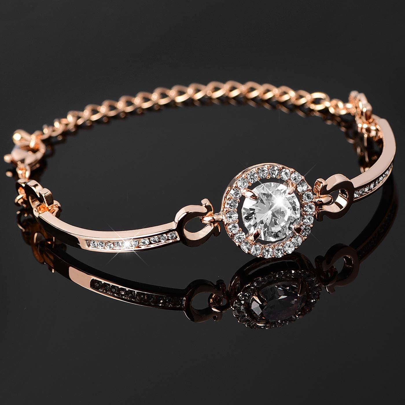 Yooai Jewellery Set Heart Pendant Necklace and Earrings Set Cubic Zirconia Jewellery for Women