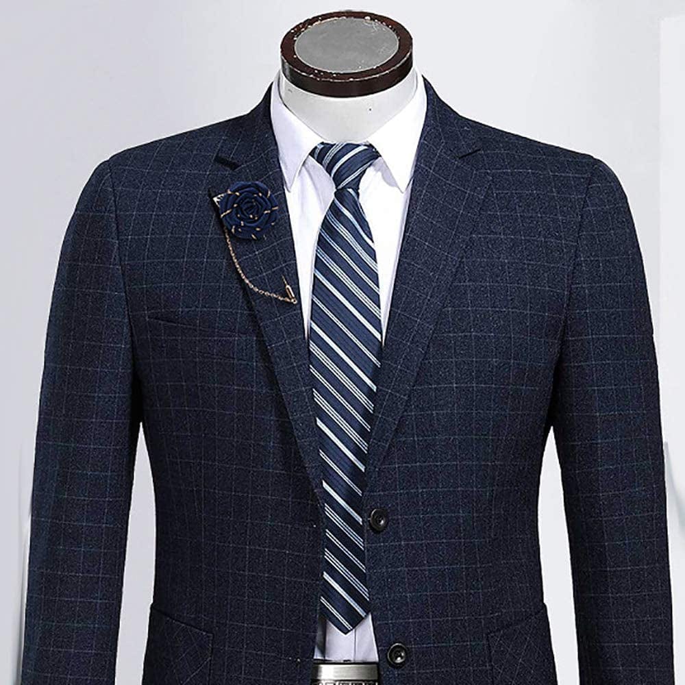 YOOE Men Cloth Rose Flower with Gold Leaf Brooch. Red Blue Rose Floral Lapel Stick Handmade Boutonniere Pins for Suit,Lapel Pin Wedding Brooch