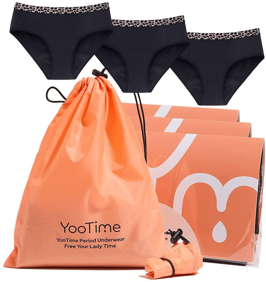 Yootime Period Underwear for Women, Leopard Hipster Stretchy Microfiber Period Panties Heavy Flow with Storage Bag Black 1Pack/L Apparel & Accessories > Clothing > Underwear & Socks > Underwear YooTime 3 Pack Black+storage Bag Small