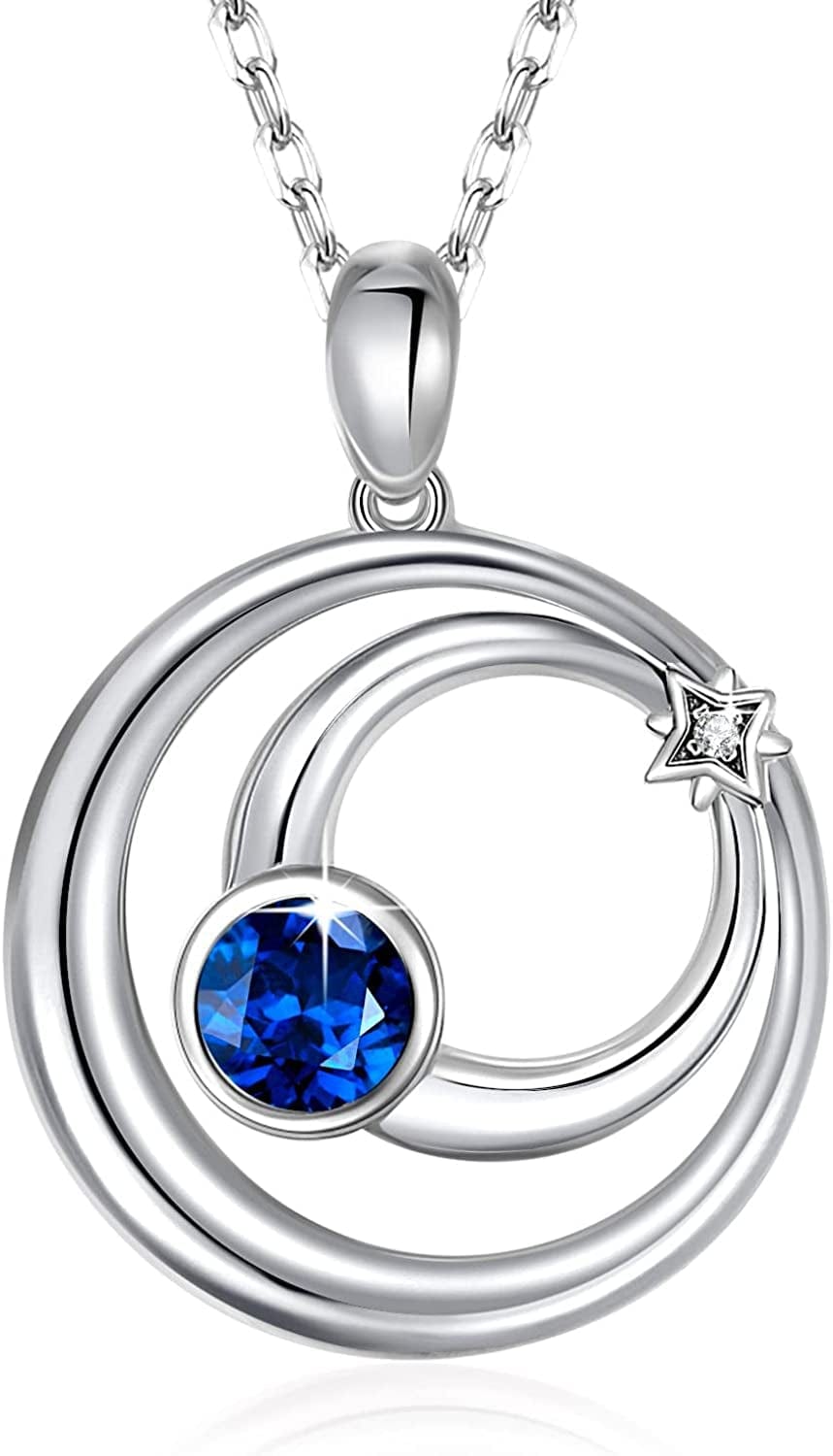 Yosikcaes 925 Sterling Silver Cross Necklaces for Women with 18K White Gold Vermeil and 5A Zirconia, Birthday Anniversary Christmas Jewelry Gift for Women Planet