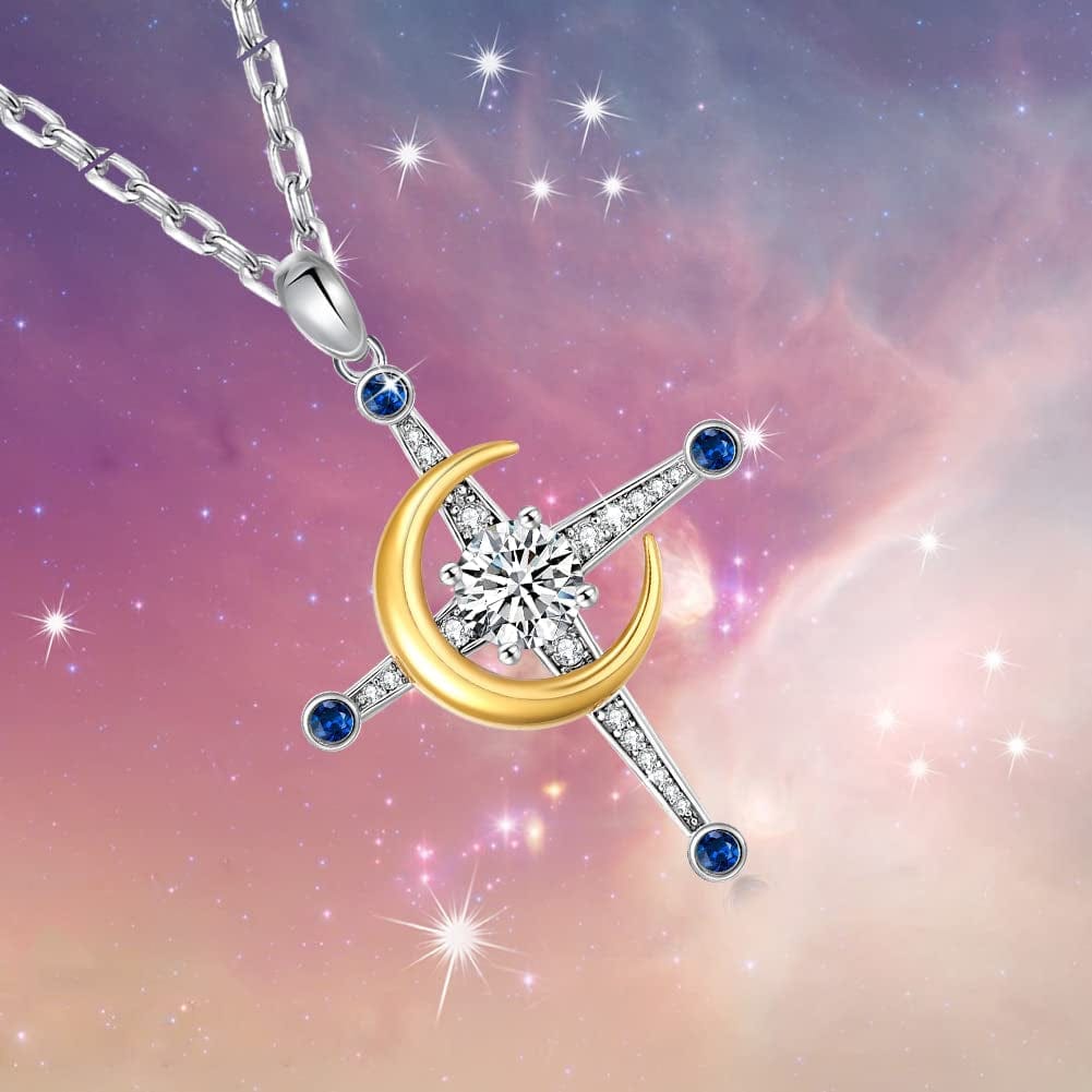 Yosikcaes 925 Sterling Silver Cross Necklaces for Women with 18K White Gold Vermeil and 5A Zirconia, Birthday Anniversary Christmas Jewelry Gift for Women