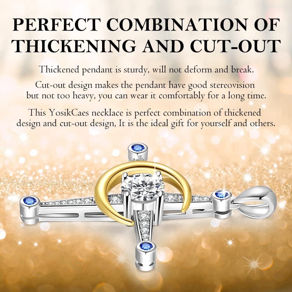 Yosikcaes 925 Sterling Silver Cross Necklaces for Women with 18K White Gold Vermeil and 5A Zirconia, Birthday Anniversary Christmas Jewelry Gift for Women