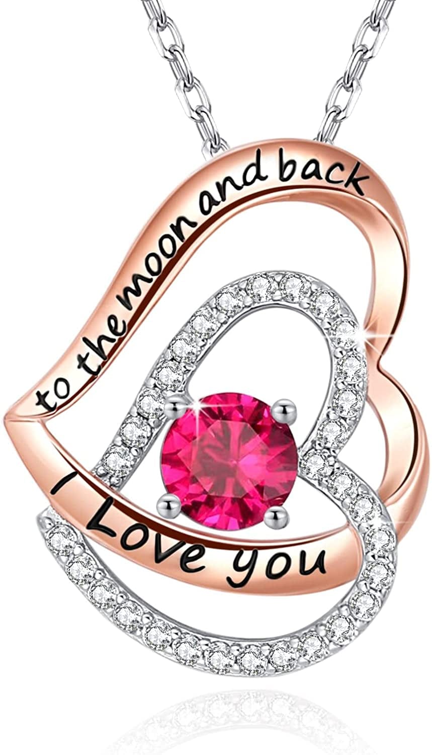 Yosikcaes 925 Sterling Silver Heart Necklaces for Women with Birthstone and 18K Rose Gold Plated, Birthday Anniversary Christmas Jewelry Gift for Women Wife Mom Girlfriend. Plum-Oct-10