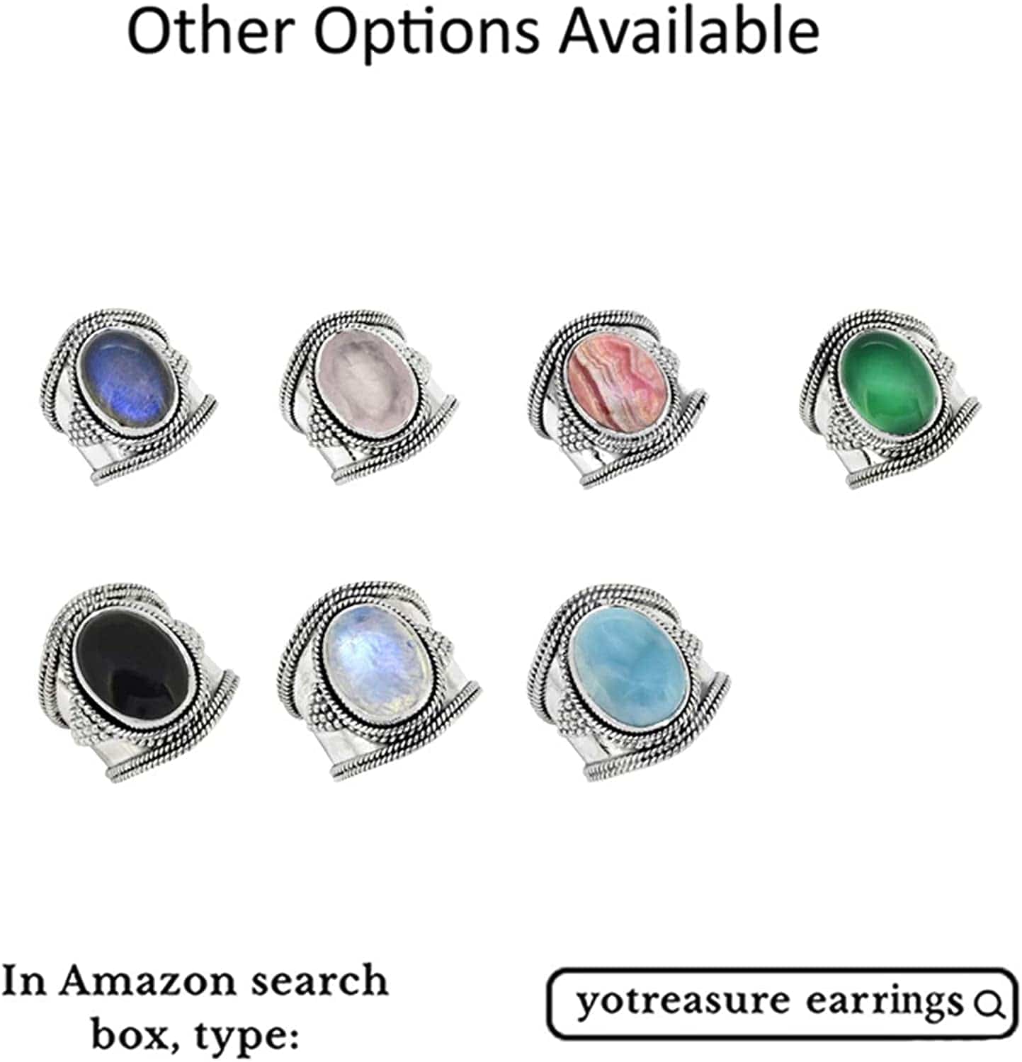 Yotreasure 12X16Mm Black Onyx .925 Sterling Silver Wide Band Boho Ring