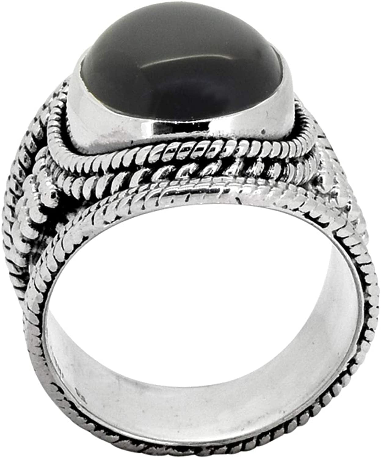 Yotreasure 12X16Mm Black Onyx .925 Sterling Silver Wide Band Boho Ring