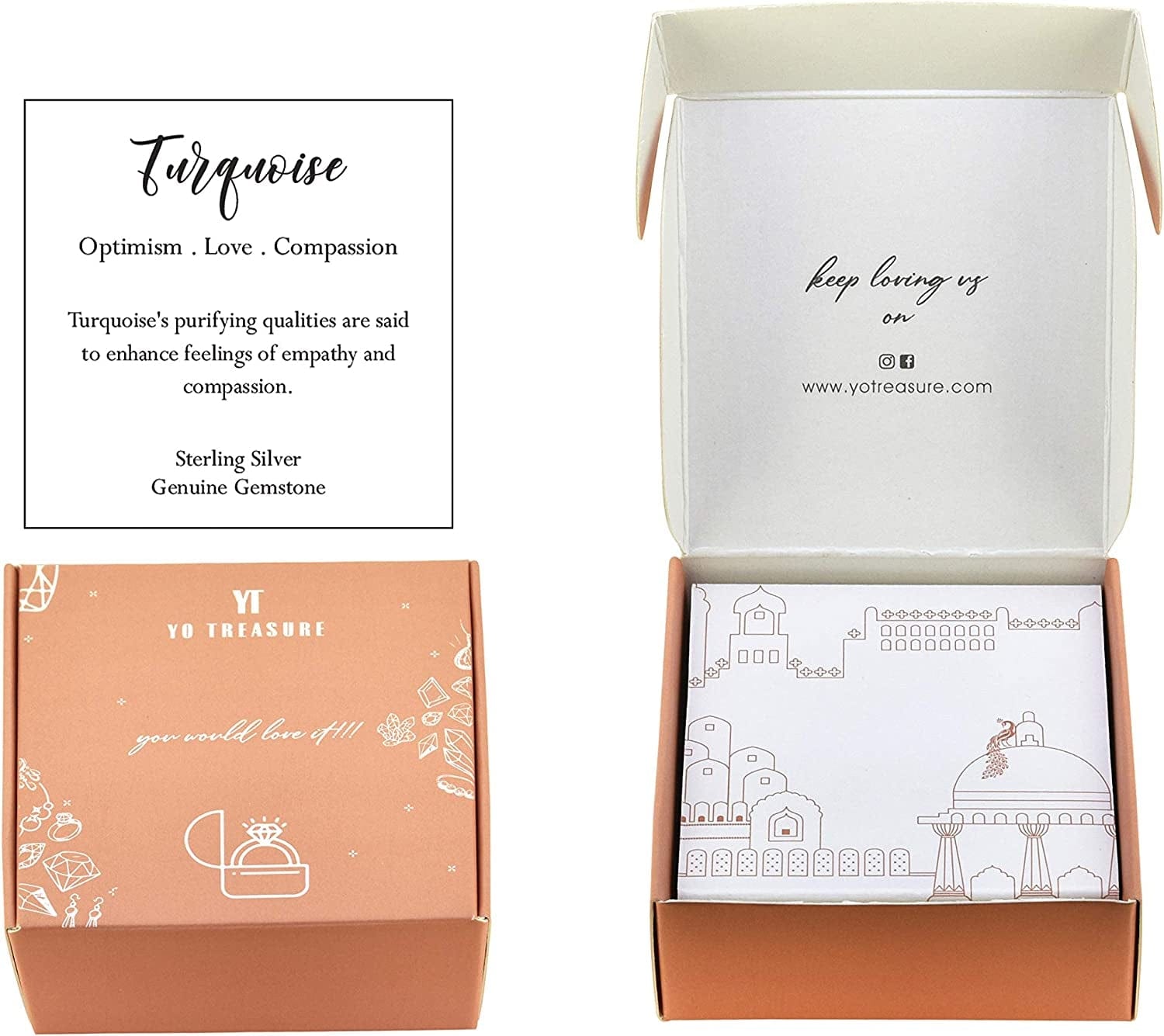 Yotreasure .925 Sterling Silver Turquoise 3 Stone Wide Band Boho Ring