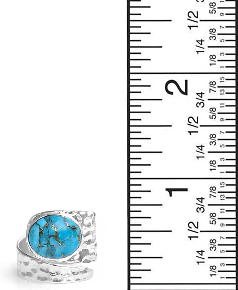 Yotreasure Blue Copper Turquoise Solid 925 Sterling Silver Designer Ring