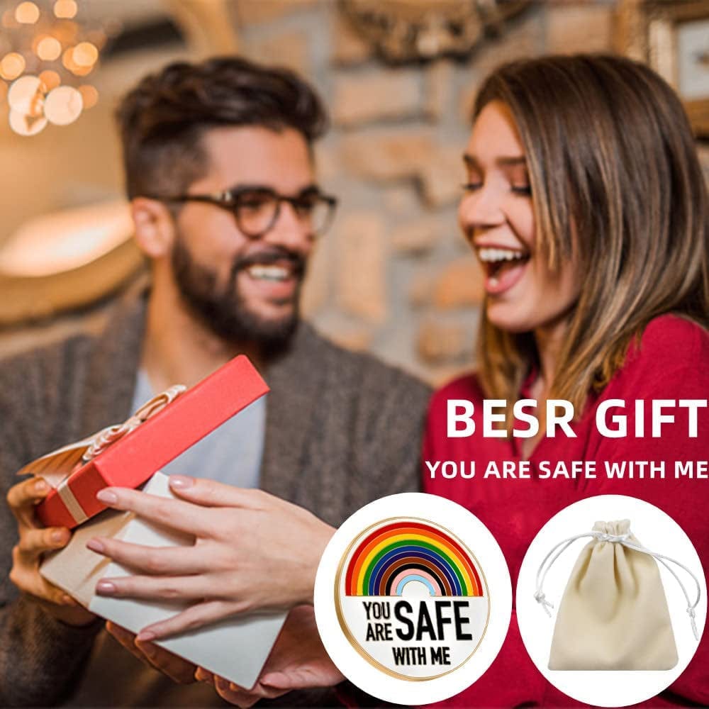 YOU ARE SAFE with Me,Enamel Pins,Nurse Doctor Medical Students Pins, Rainbow Brooch Lapel Pin,Enamel Pins for Clothing Backpack Hat Decoration,Funny Badge Jewelry Gift