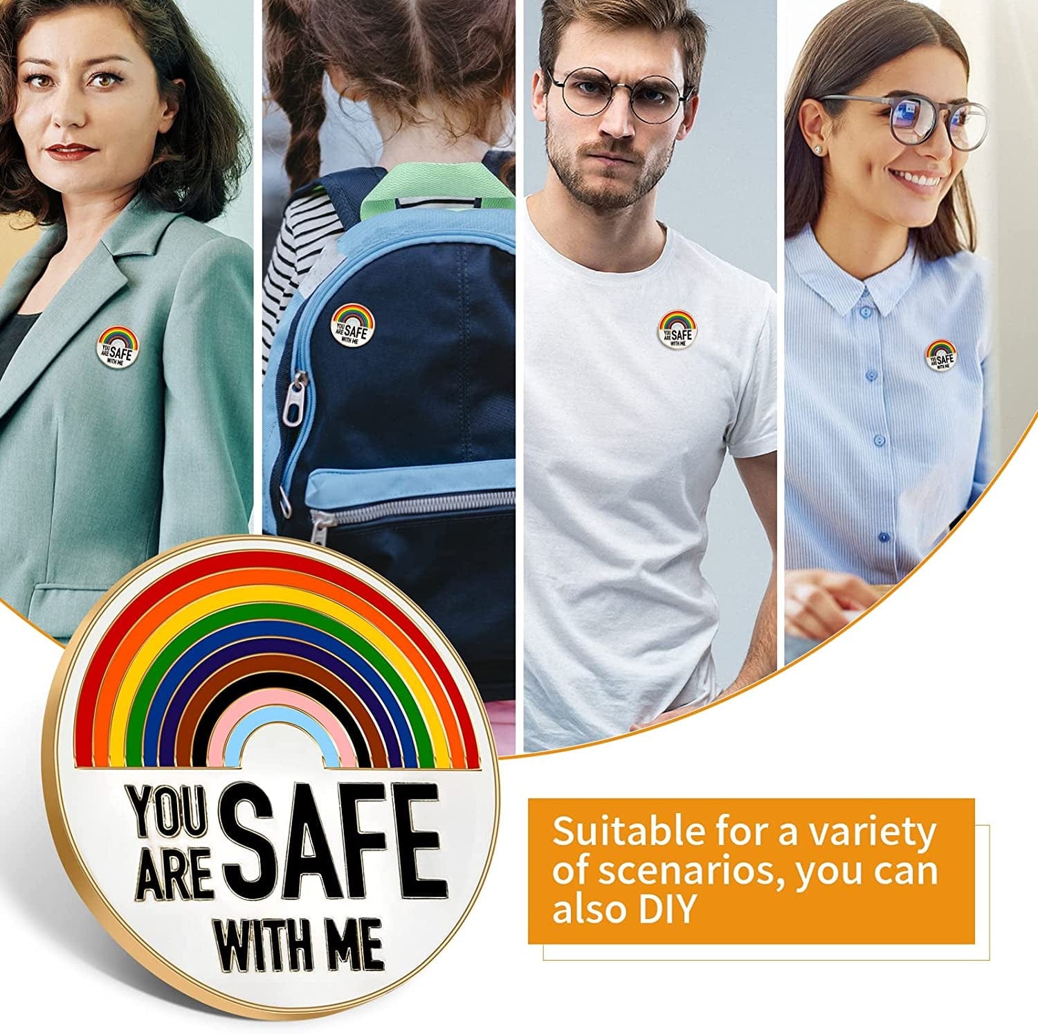YOU ARE SAFE with Me,Enamel Pins,Nurse Doctor Medical Students Pins, Rainbow Brooch Lapel Pin,Enamel Pins for Clothing Backpack Hat Decoration,Funny Badge Jewelry Gift