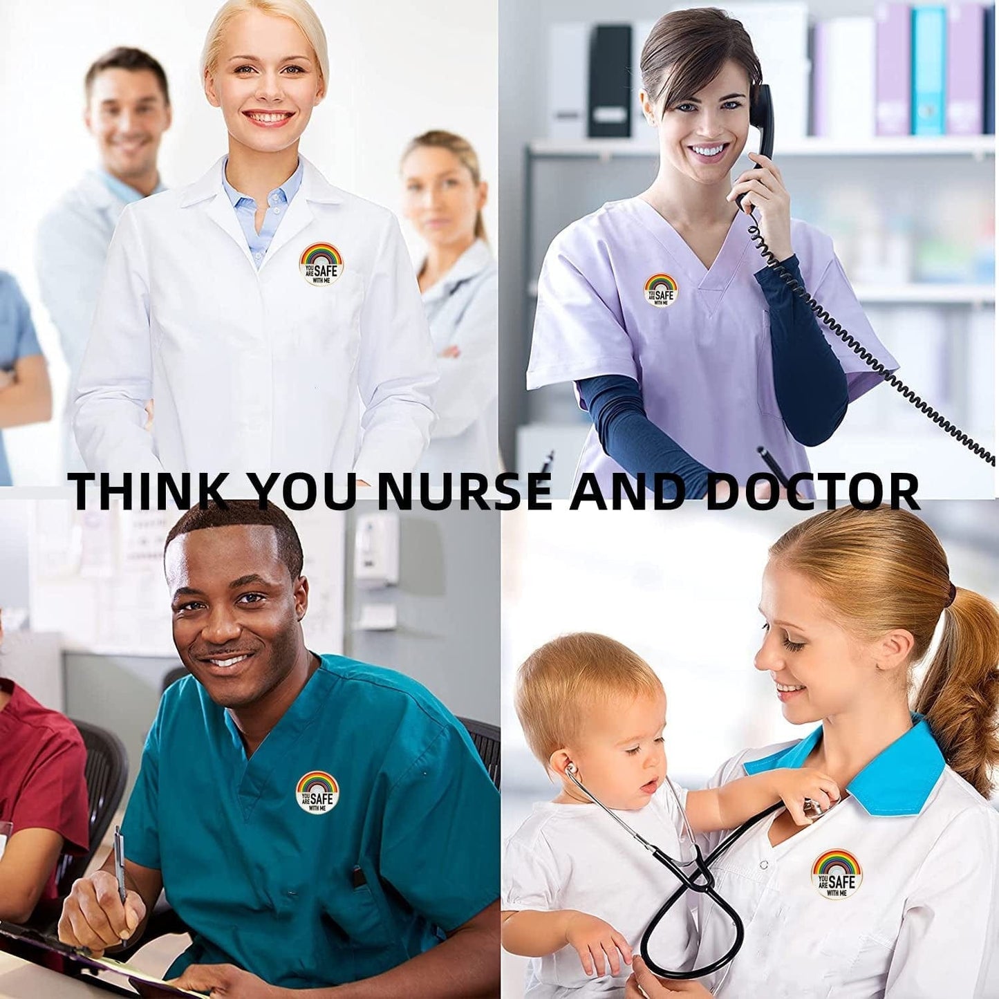 YOU ARE SAFE with Me,Enamel Pins,Nurse Doctor Medical Students Pins, Rainbow Brooch Lapel Pin,Enamel Pins for Clothing Backpack Hat Decoration,Funny Badge Jewelry Gift