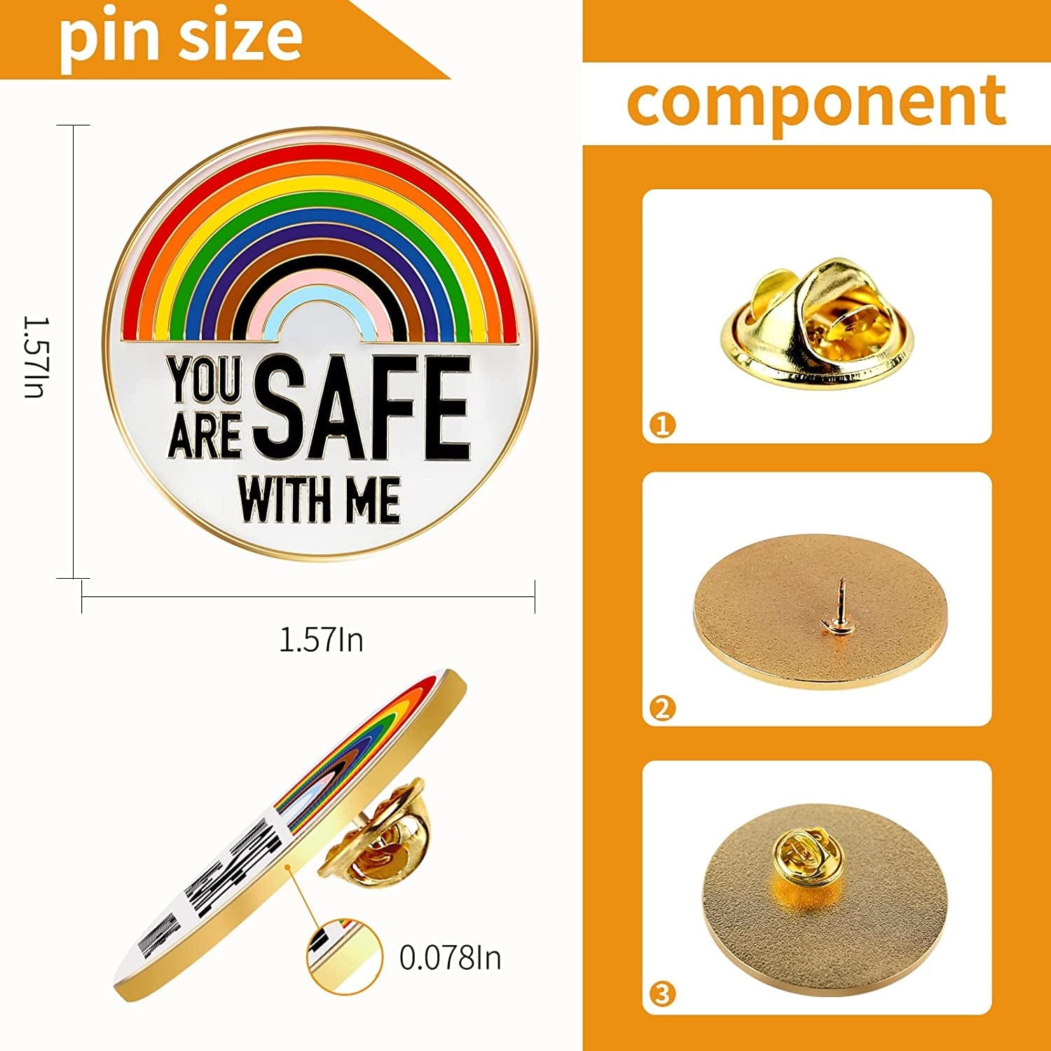 YOU ARE SAFE with Me,Enamel Pins,Nurse Doctor Medical Students Pins, Rainbow Brooch Lapel Pin,Enamel Pins for Clothing Backpack Hat Decoration,Funny Badge Jewelry Gift