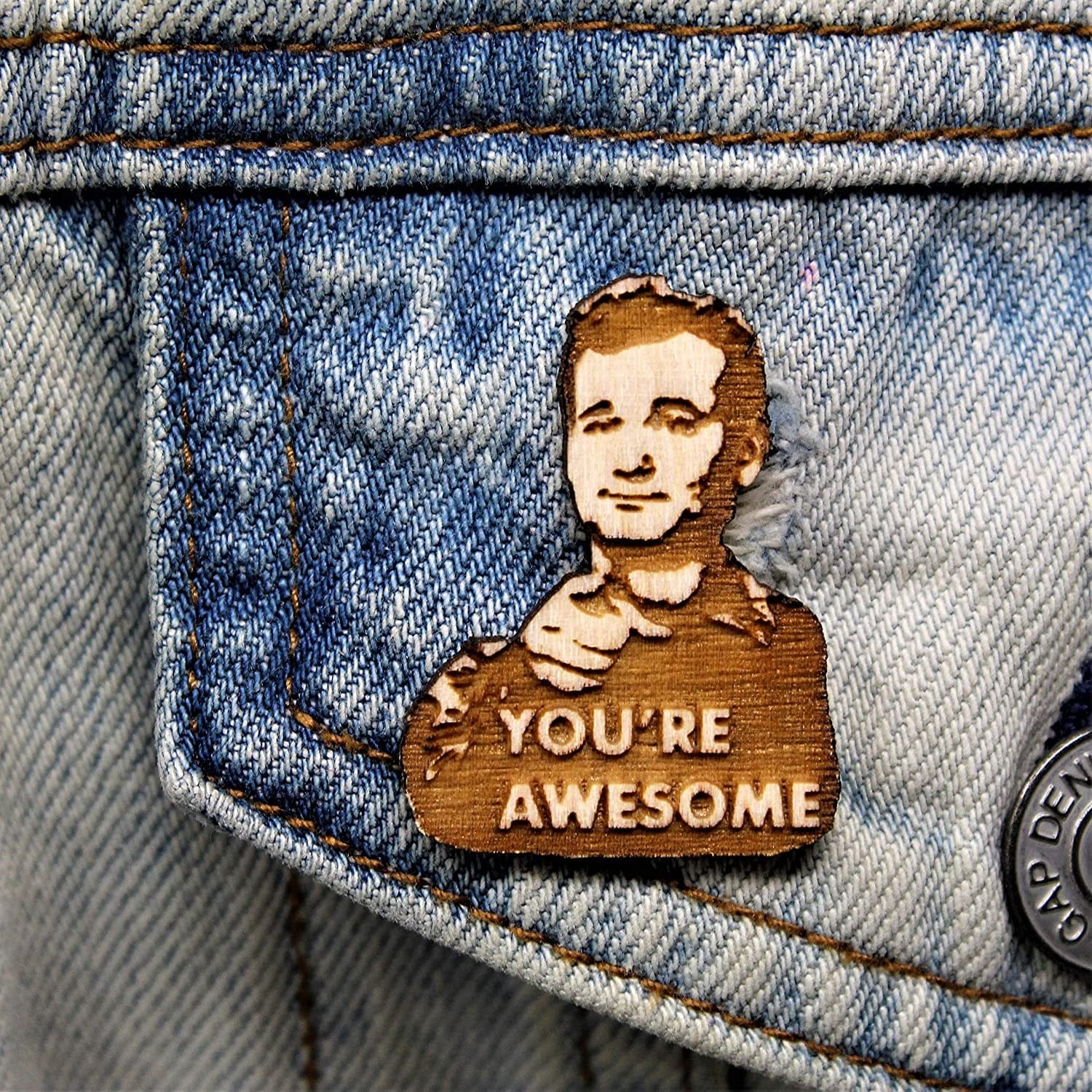 You'Re Awesome Lapel Pin | You'Re Awesome Wood Hat Pin | Hand-Painted Wooden Brooch