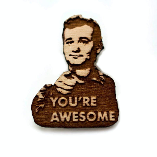 You'Re Awesome Lapel Pin | You'Re Awesome Wood Hat Pin | Hand-Painted Wooden Brooch