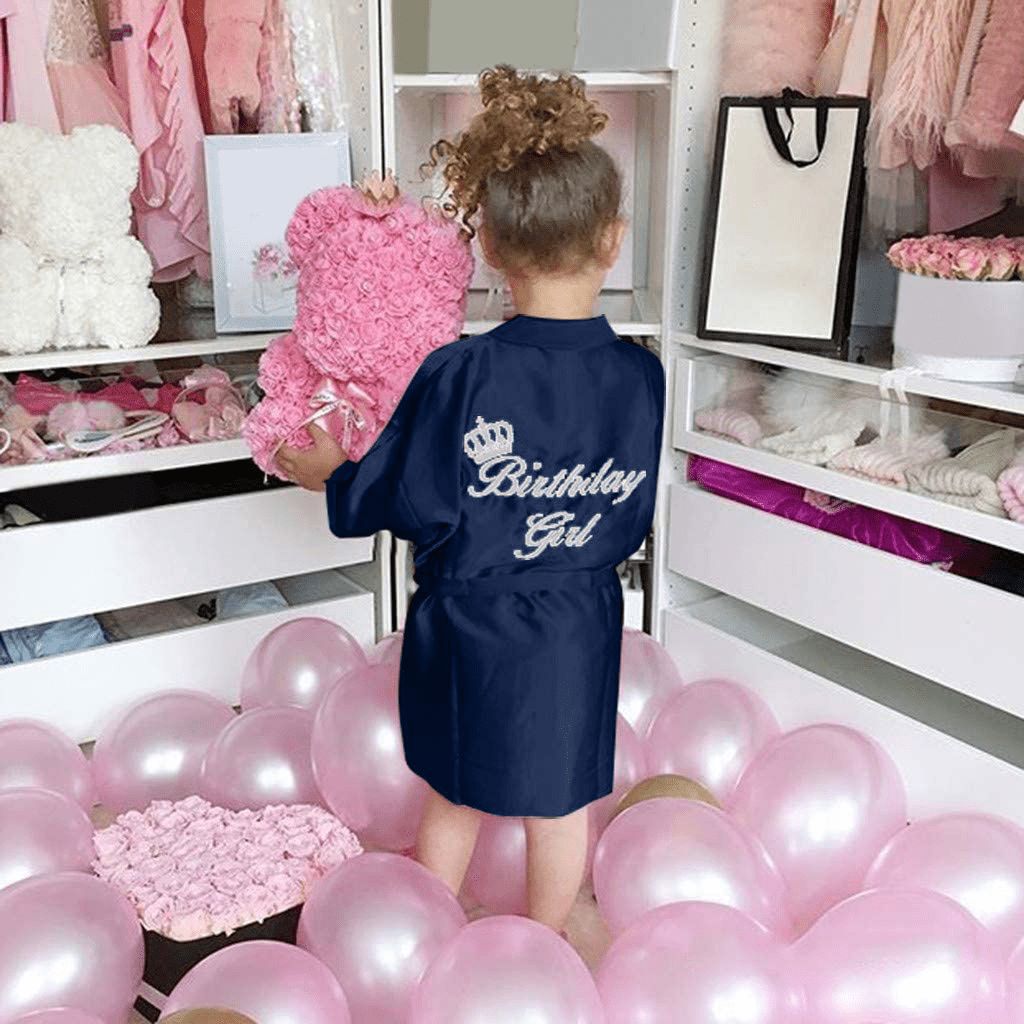Youmymine Toddler Baby Kids' Satin Kimono Robe Bathrobe Nightgown Sleepwear for Spa Party Wedding Birthday Apparel & Accessories > Clothing > Sleepwear & Loungewear > Robes Kylie Max