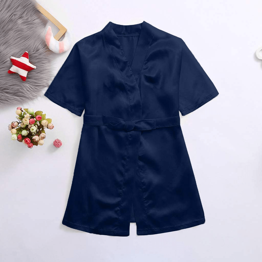 Youmymine Toddler Baby Kids' Satin Kimono Robe Bathrobe Nightgown Sleepwear for Spa Party Wedding Birthday Apparel & Accessories > Clothing > Sleepwear & Loungewear > Robes Kylie Max