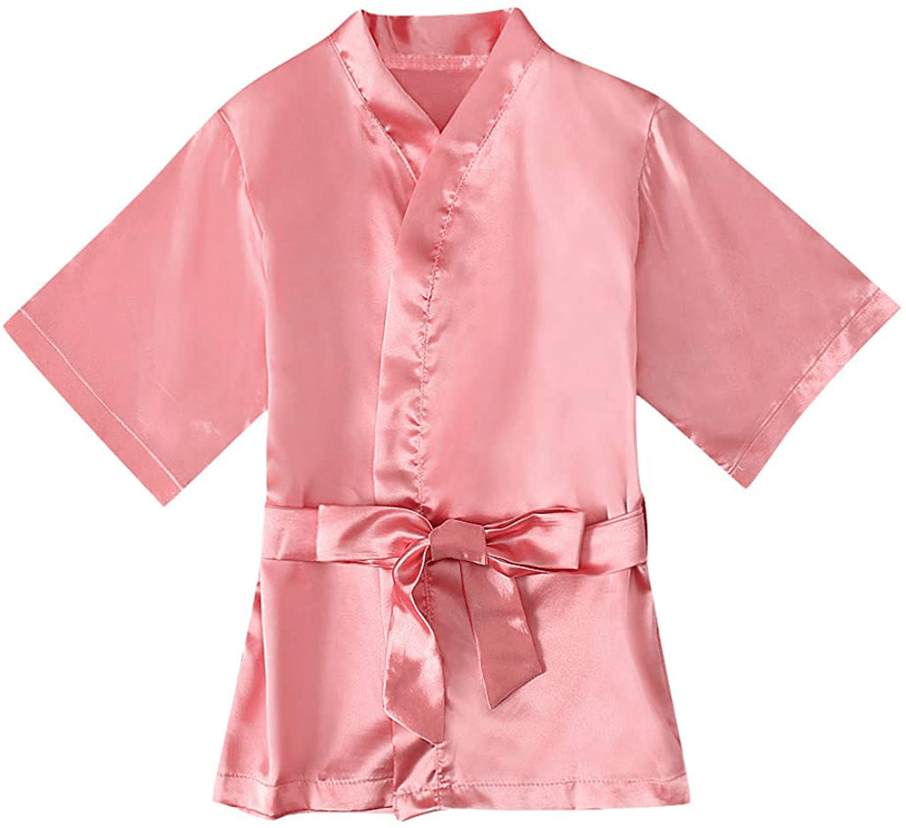 Youmymine Toddler Baby Kids' Satin Kimono Robe Bathrobe Nightgown Sleepwear for Spa Party Wedding Birthday Apparel & Accessories > Clothing > Sleepwear & Loungewear > Robes Kylie Max