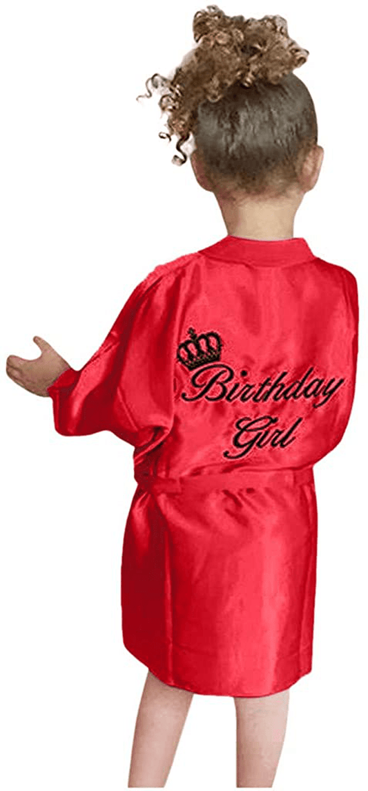 Youmymine Toddler Baby Kids' Satin Kimono Robe Bathrobe Nightgown Sleepwear for Spa Party Wedding Birthday Apparel & Accessories > Clothing > Sleepwear & Loungewear > Robes Kylie Max