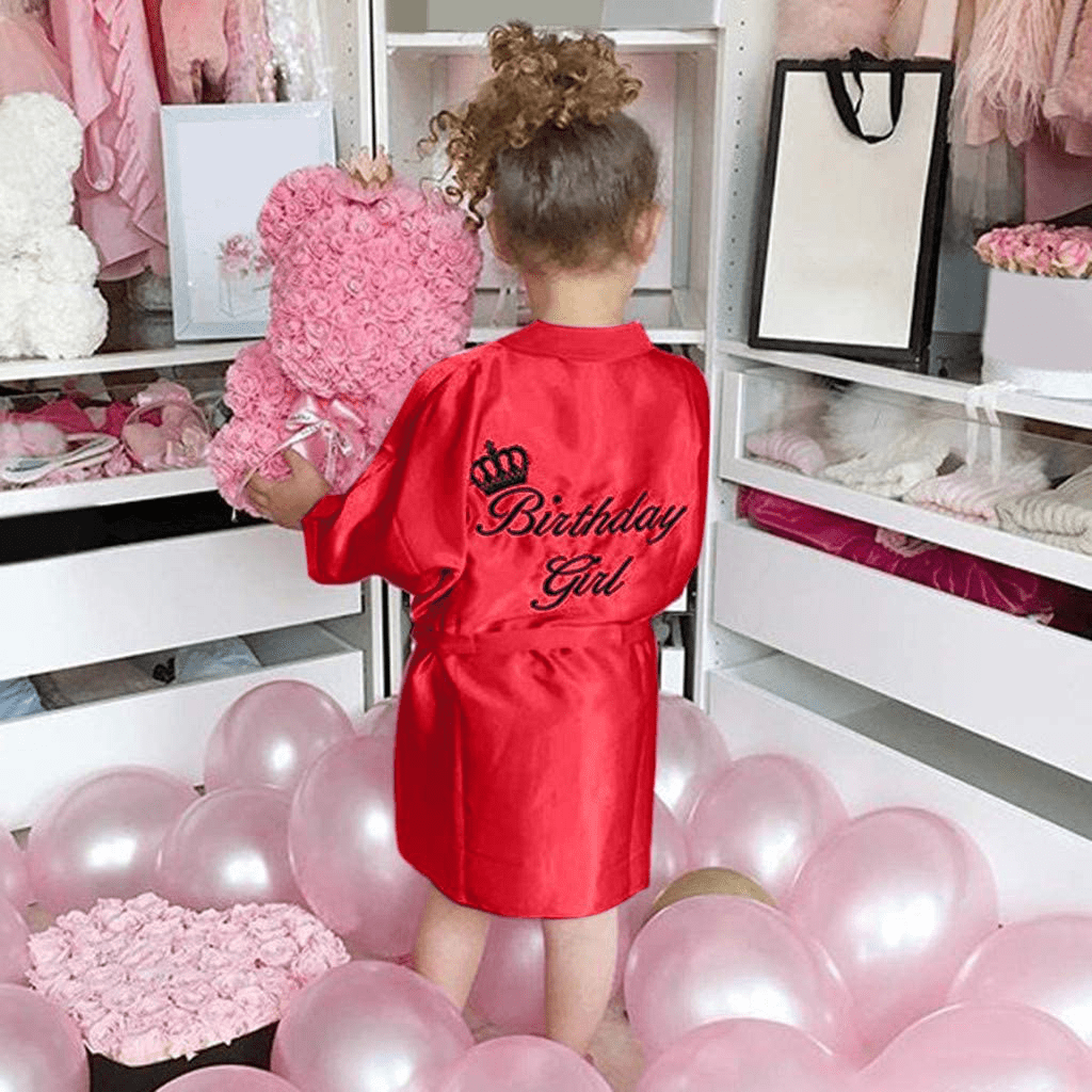 Youmymine Toddler Baby Kids' Satin Kimono Robe Bathrobe Nightgown Sleepwear for Spa Party Wedding Birthday Apparel & Accessories > Clothing > Sleepwear & Loungewear > Robes Kylie Max