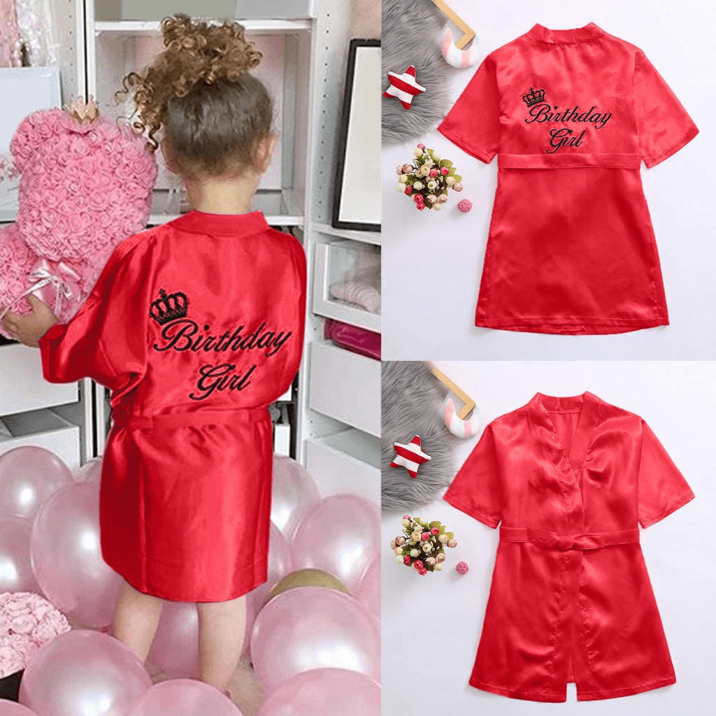 Youmymine Toddler Baby Kids' Satin Kimono Robe Bathrobe Nightgown Sleepwear for Spa Party Wedding Birthday Apparel & Accessories > Clothing > Sleepwear & Loungewear > Robes Kylie Max
