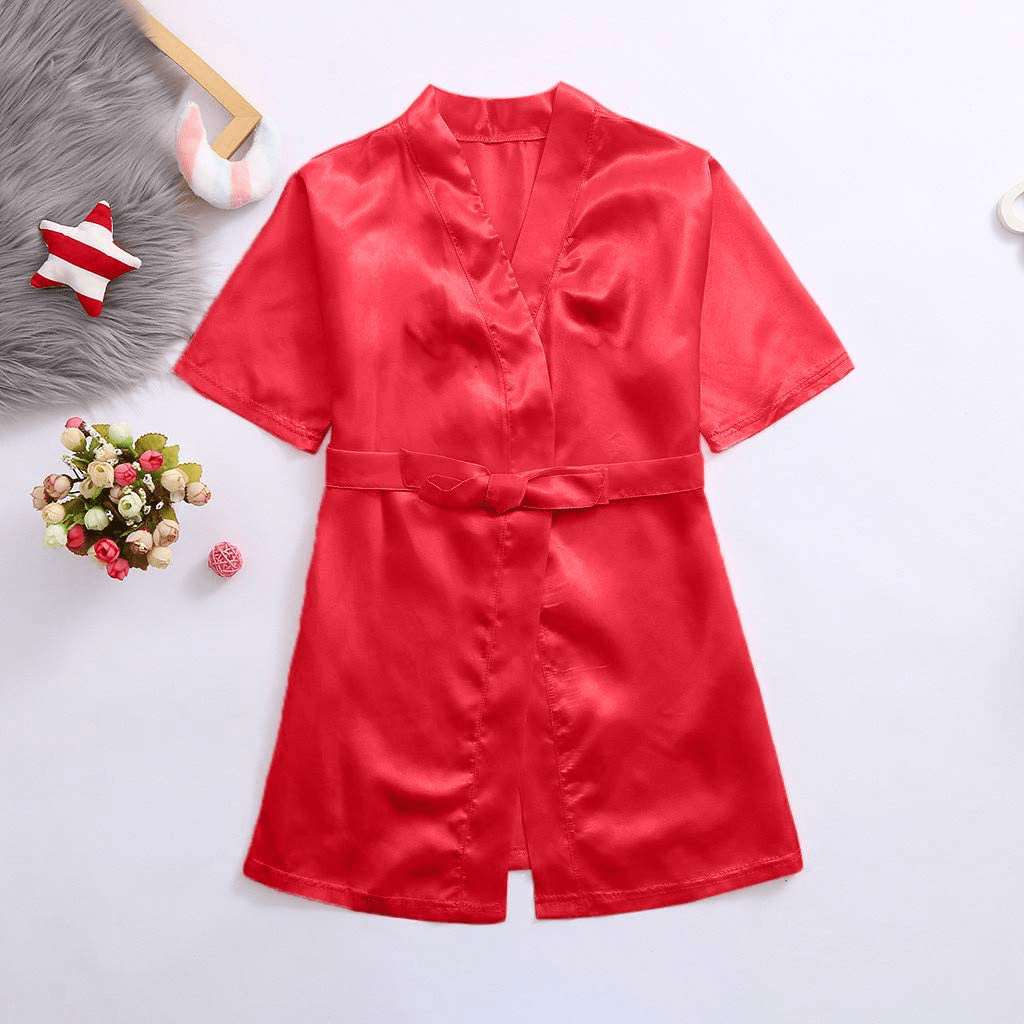 Youmymine Toddler Baby Kids' Satin Kimono Robe Bathrobe Nightgown Sleepwear for Spa Party Wedding Birthday Apparel & Accessories > Clothing > Sleepwear & Loungewear > Robes Kylie Max